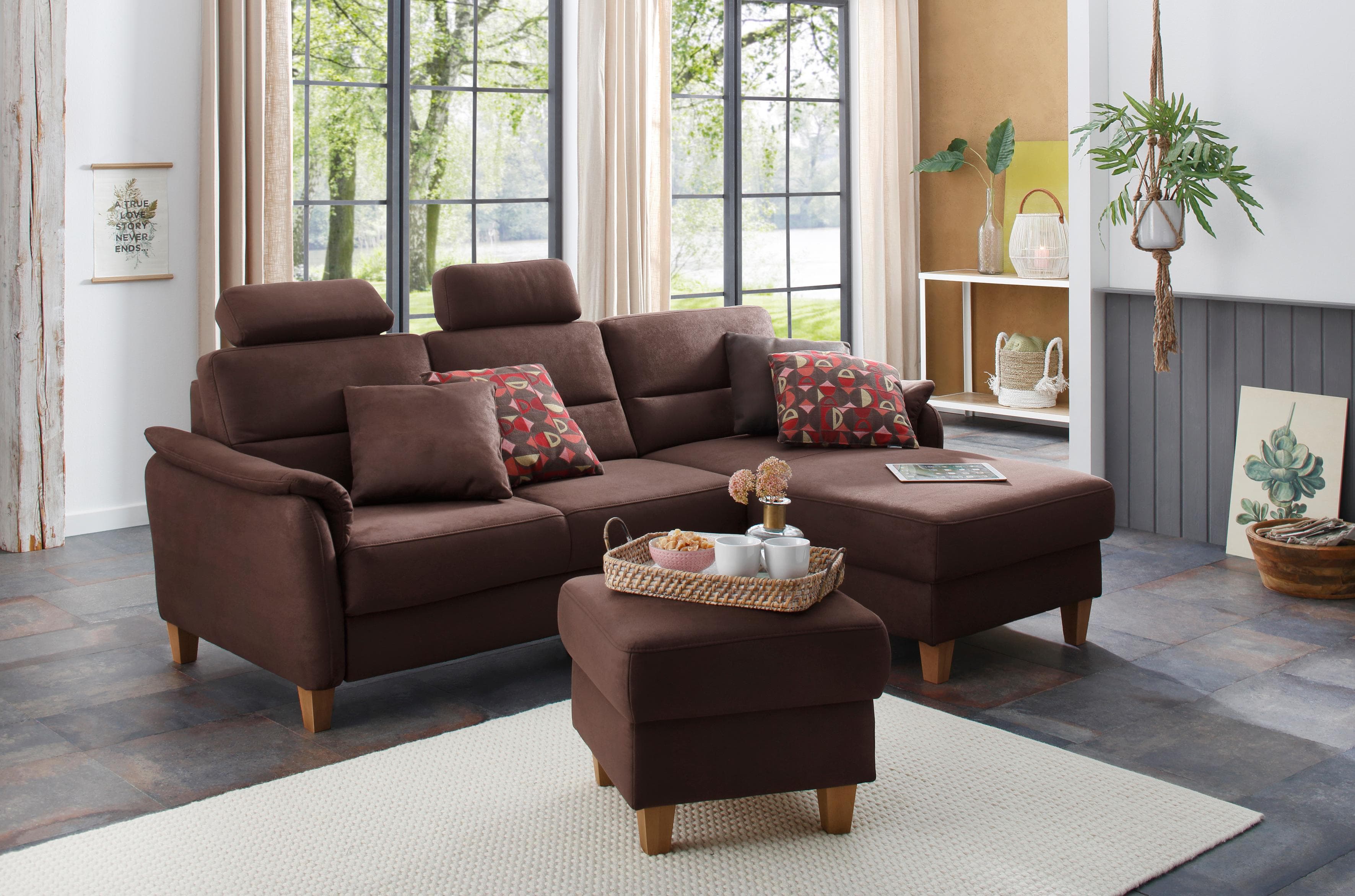 Home affaire Polsterhocker Palma mit Stauraum Mokka
