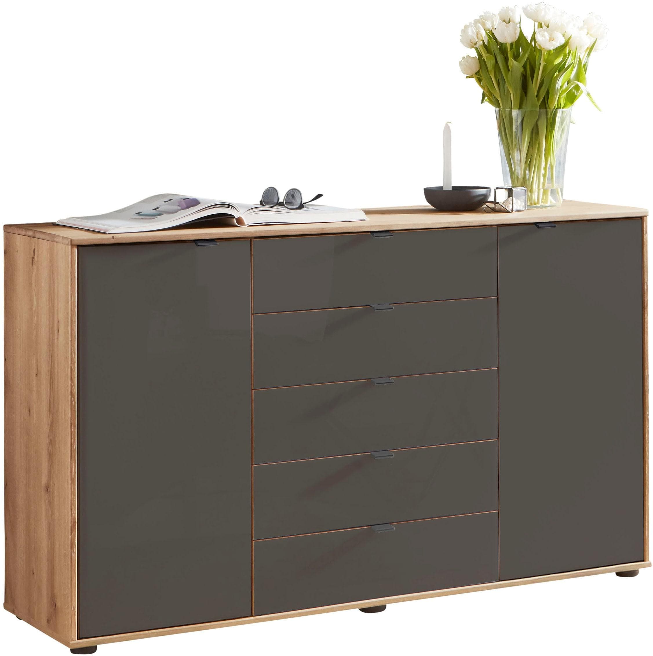 Kombikommode WIEMANN Cardiff Sideboard Wäscheschrank Bianco-Eiche Schubladen