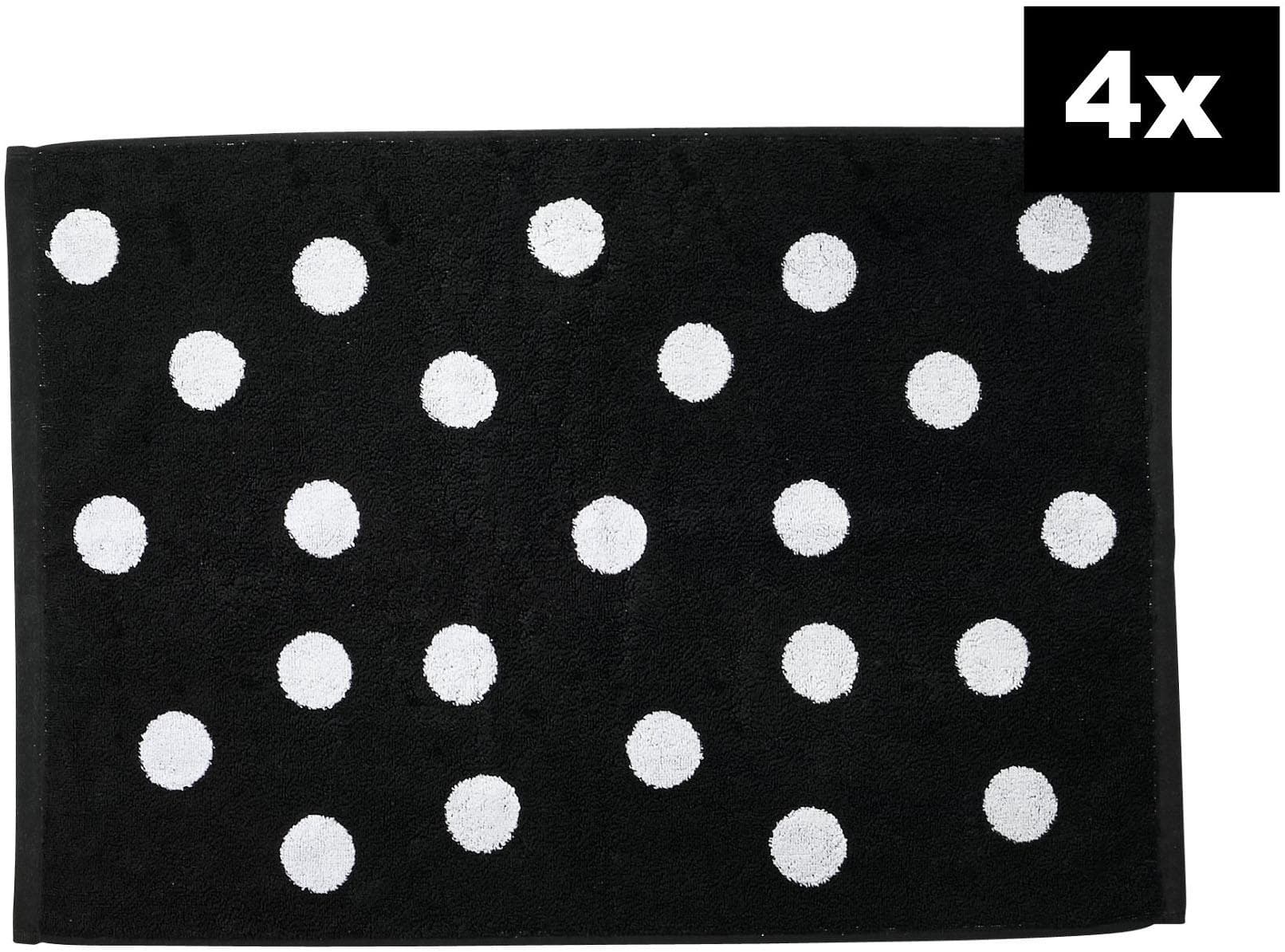 DONE. Badematte "DAILY SHAPES Dots 4er-Set" Schwarz Jacquardgewebt