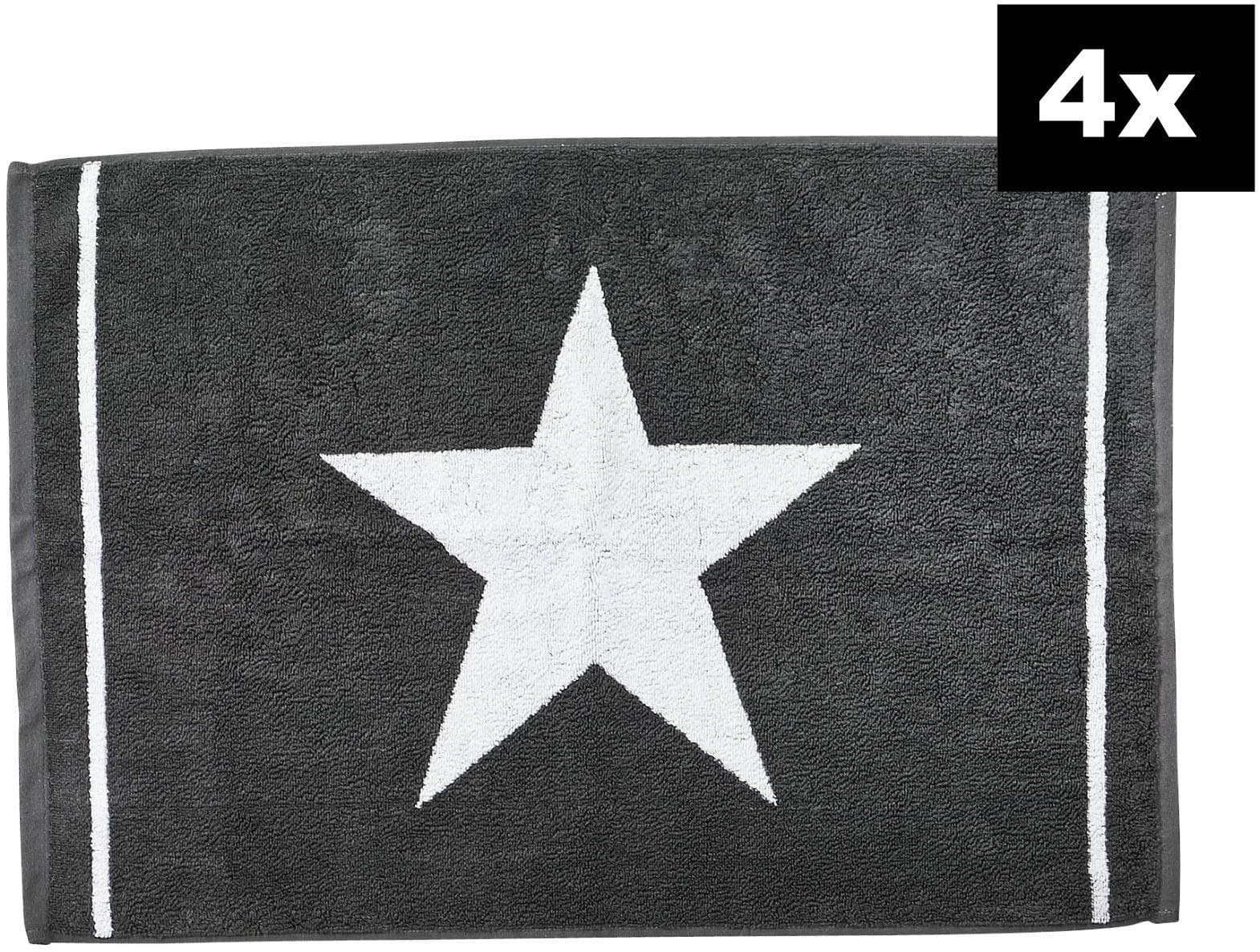 Badematte DONE. DAILY SHAPES Star 4er-Set Anthrazit Baumwolle Jacquardgewebt