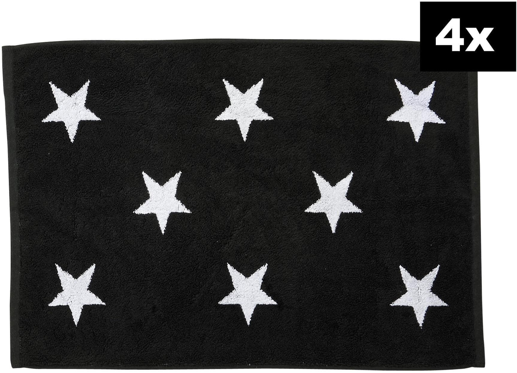 done.® Badematte DAILY SHAPES Stars 4er-Set, 5 mm, schwarz, Baumwolle