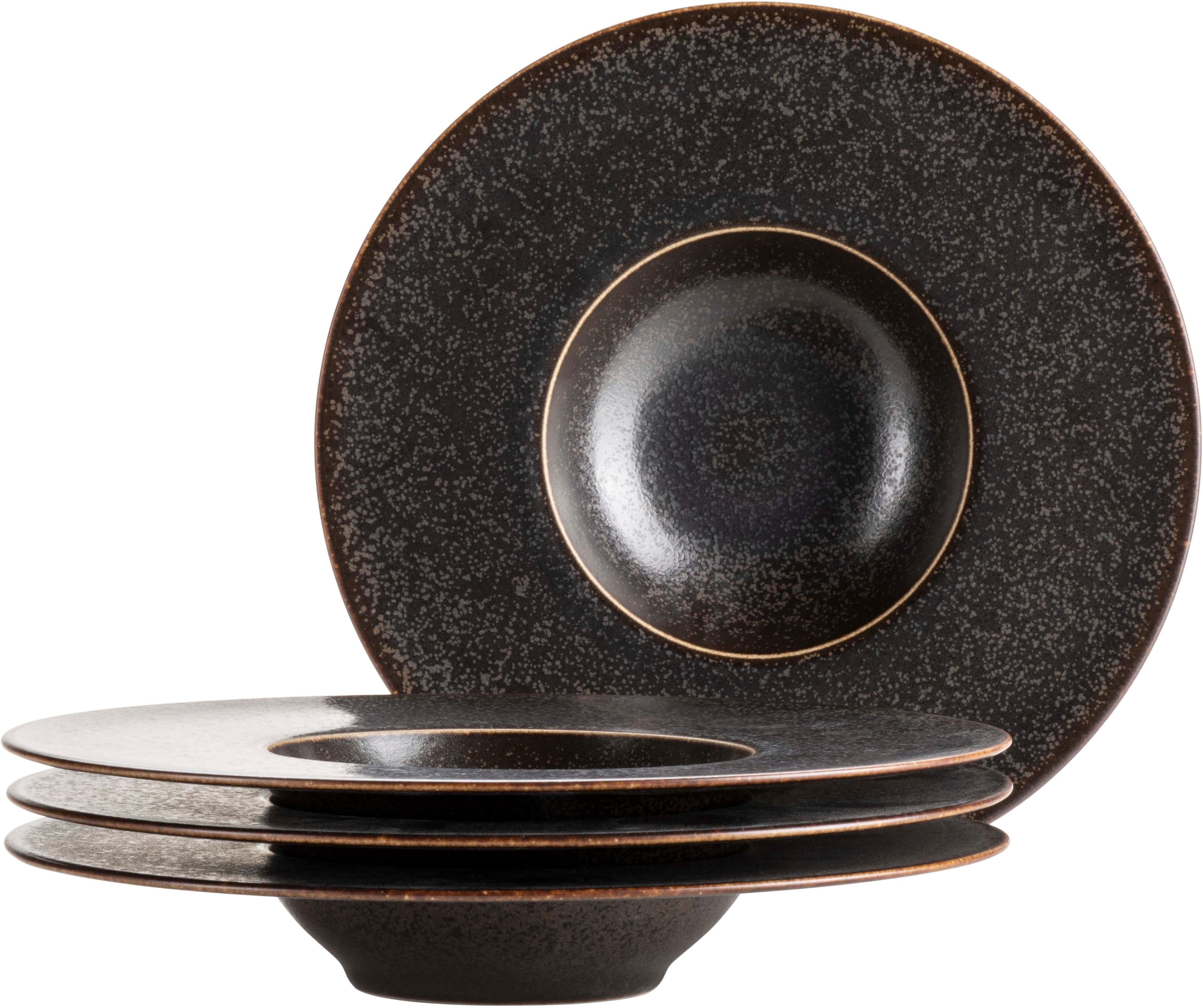 Moderner schwarzer Porzellan-Teller in Coupe-Form
