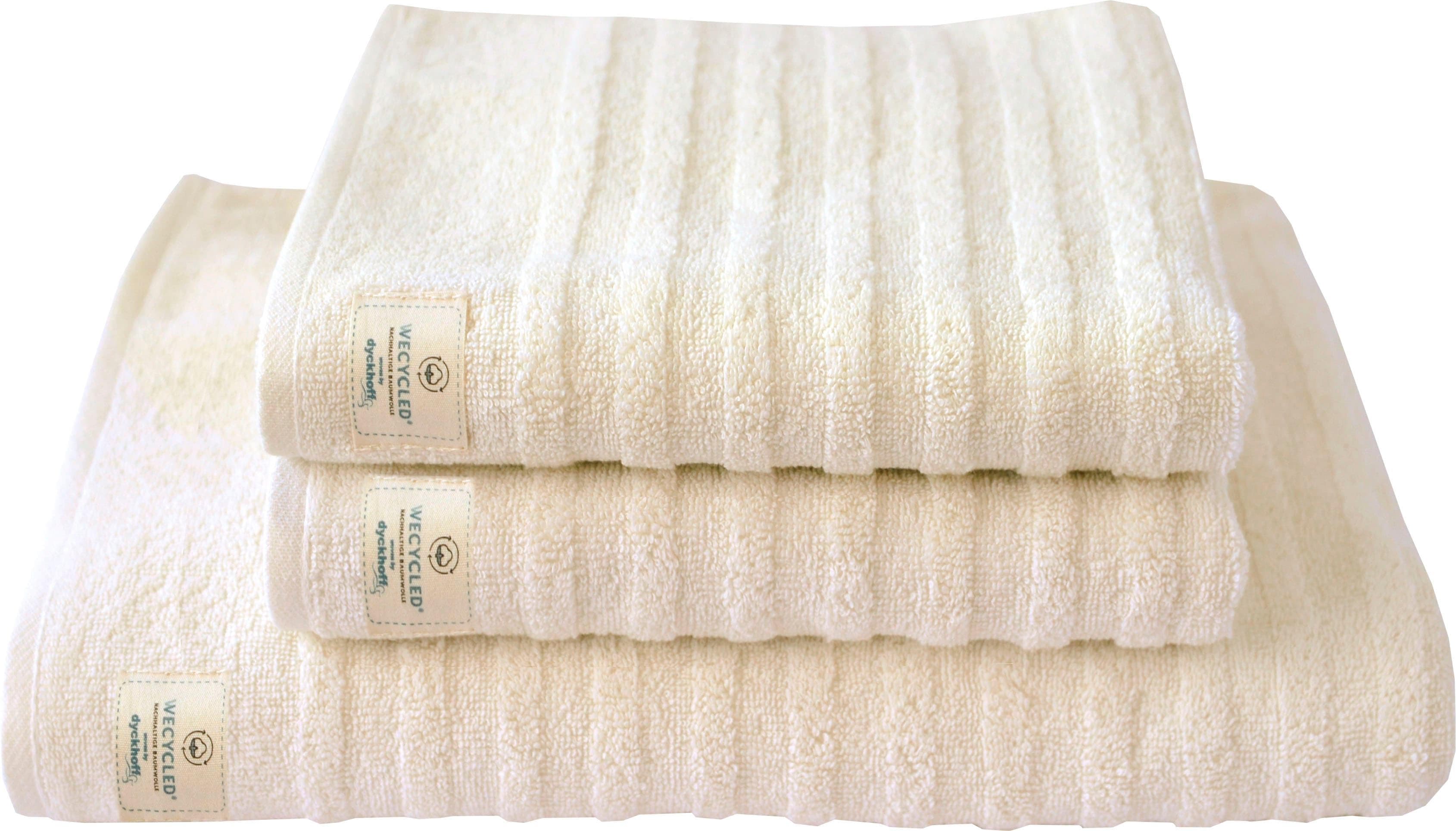 DYCKHOFF Handtuch Set Wecycled Beige 3-tlg. Walkfrottier
