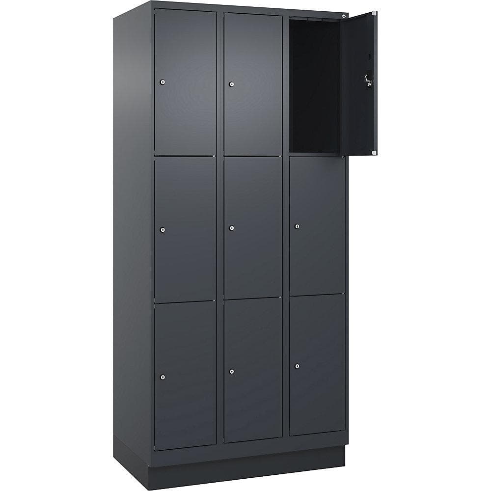 Kaiserkraft Schließfachschrank Evolo PLUS 3 Abteile 9 Fächer grau
