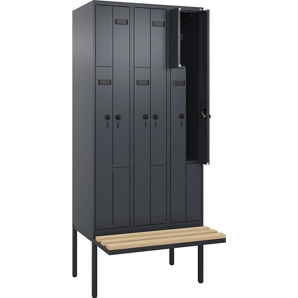 Kaiserkraft Z-Spind Evolo PLUS Garderobenschrank mit Sitzbank grau