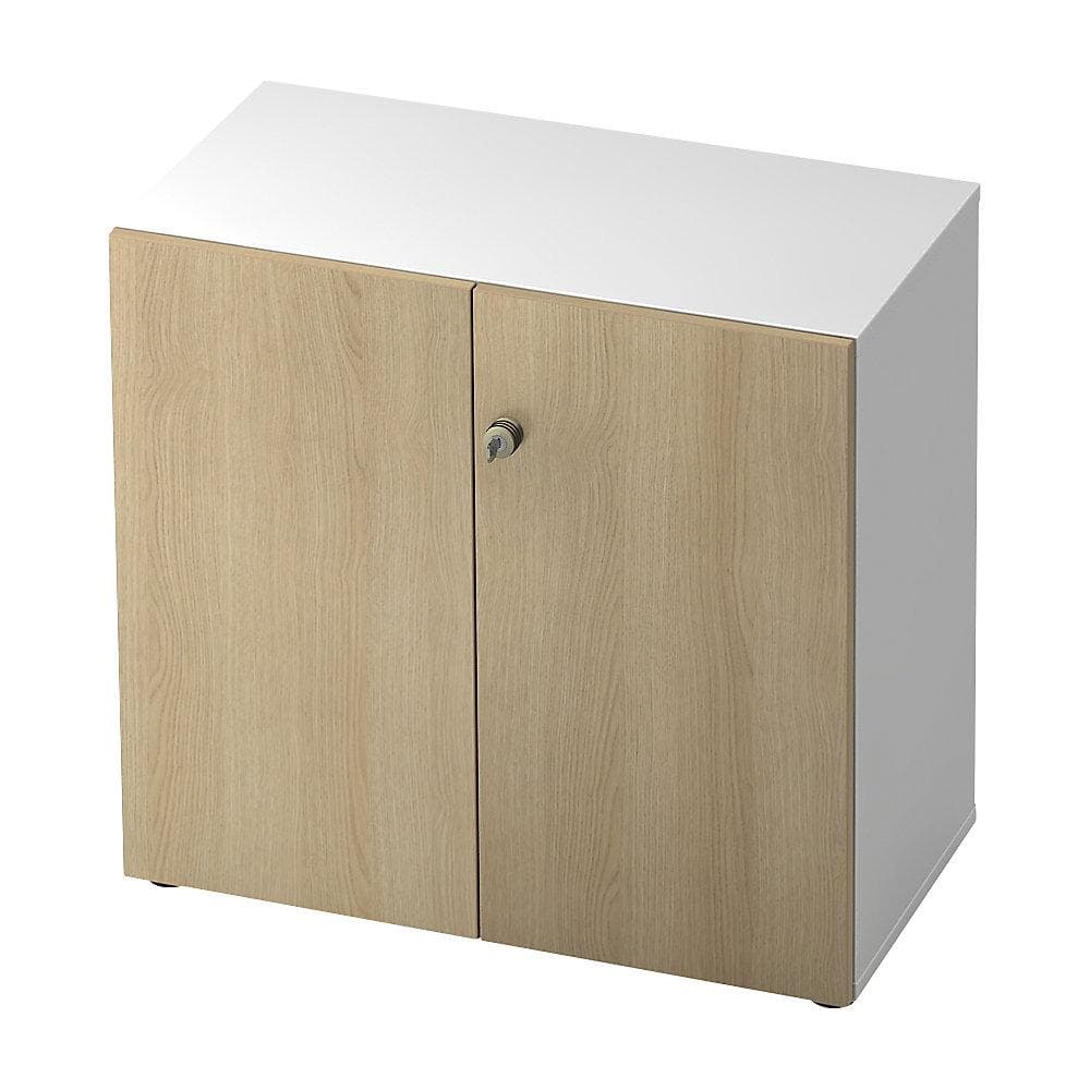 eurokraft pro Aktenschrank Flügeltüren 1 Fachboden Weiß Eiche