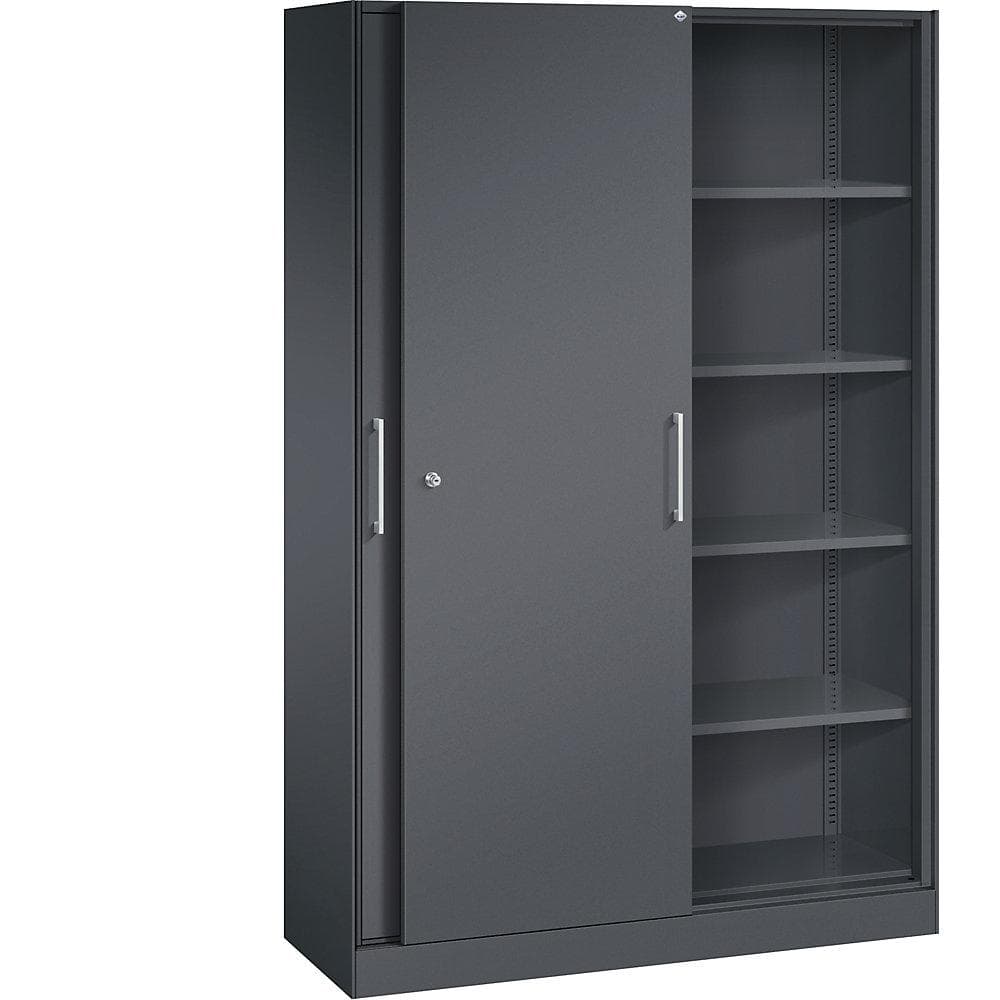C+P Schiebetürenschrank ASISTO Schwarzgrau Stahl