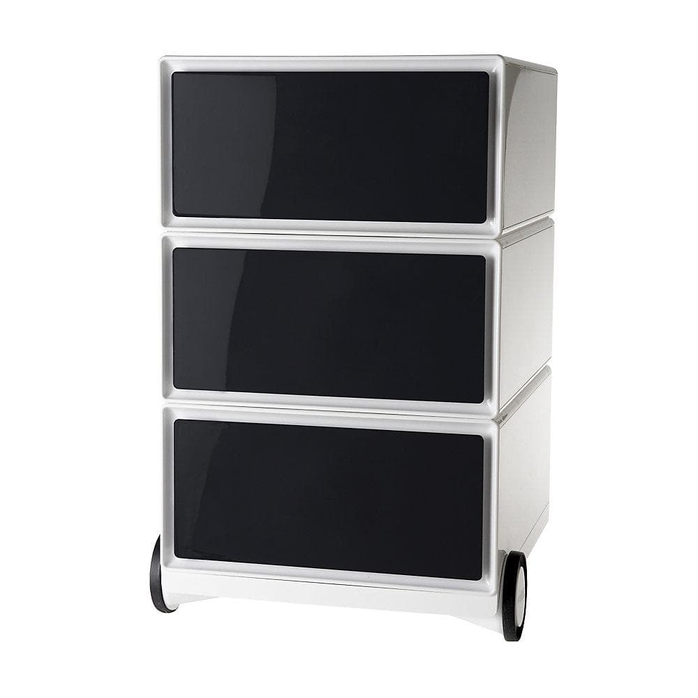 EasyBox Rollcontainer 3 Schubladen Weiß/Schwarz