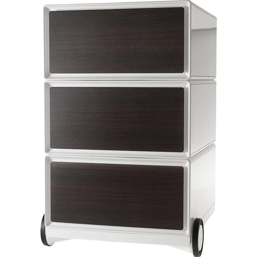 EasyBox Rollcontainer 3 Schubladen Weiß Wenge