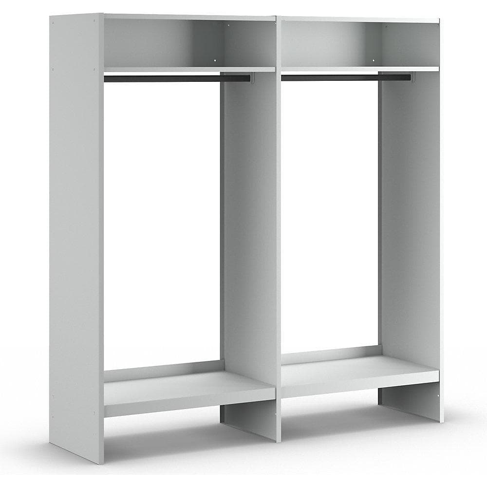 Wolf Offene Garderobe lichtgrau RAL 7035 mit 20 Kleiderbügeln