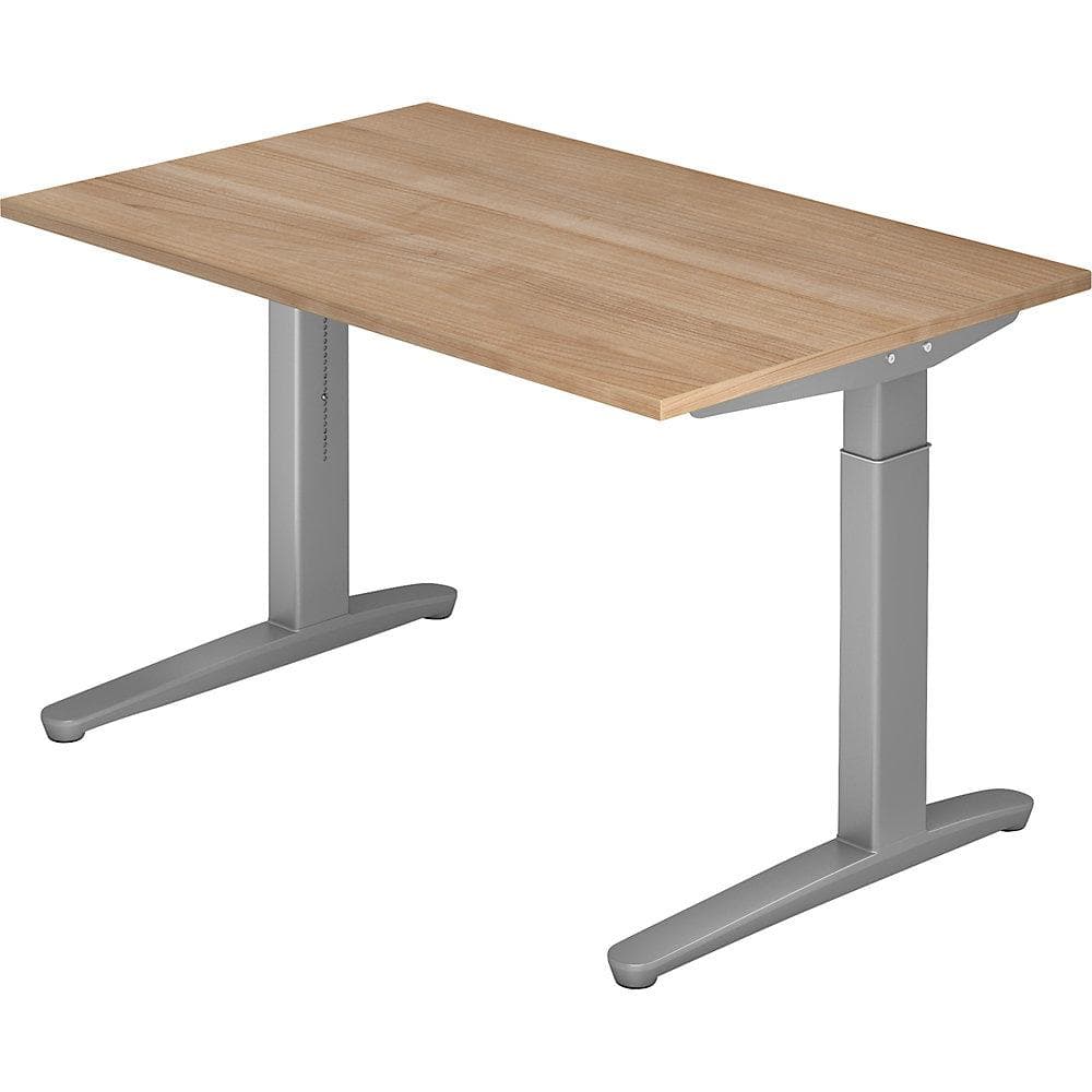 eurokraft pro ANNY Schreibtisch höhenverstellbar Nussbaum/Silber