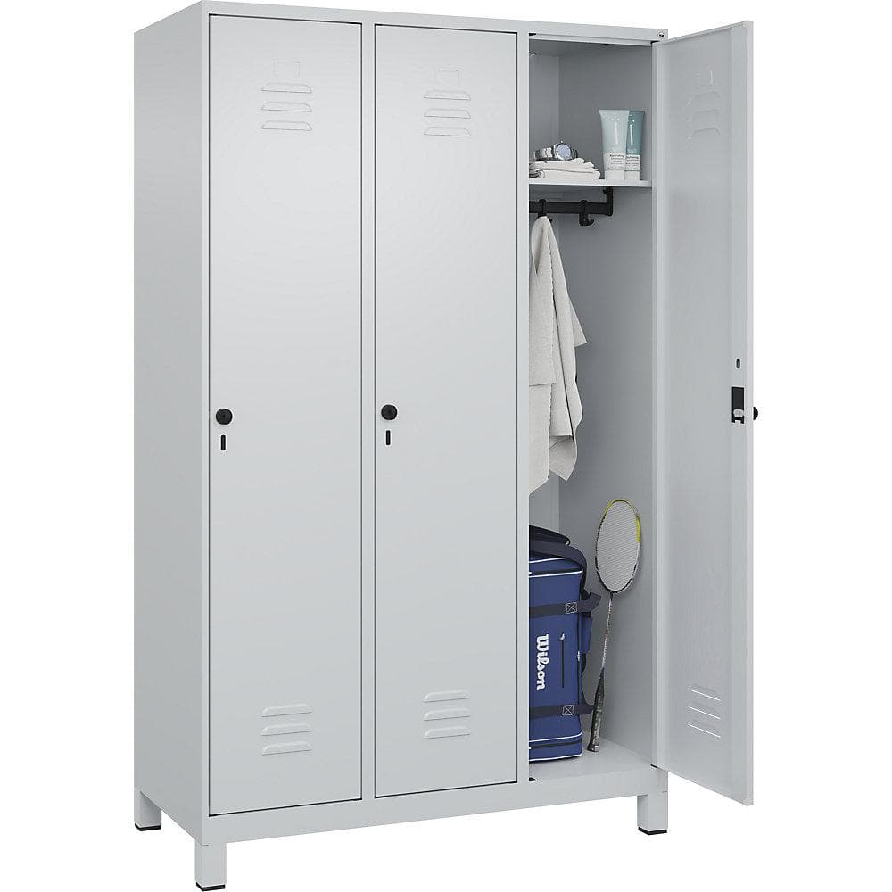 C+P Spind Classic PLUS Garderobenschrank 3 Abteile lichtgrau Stahl