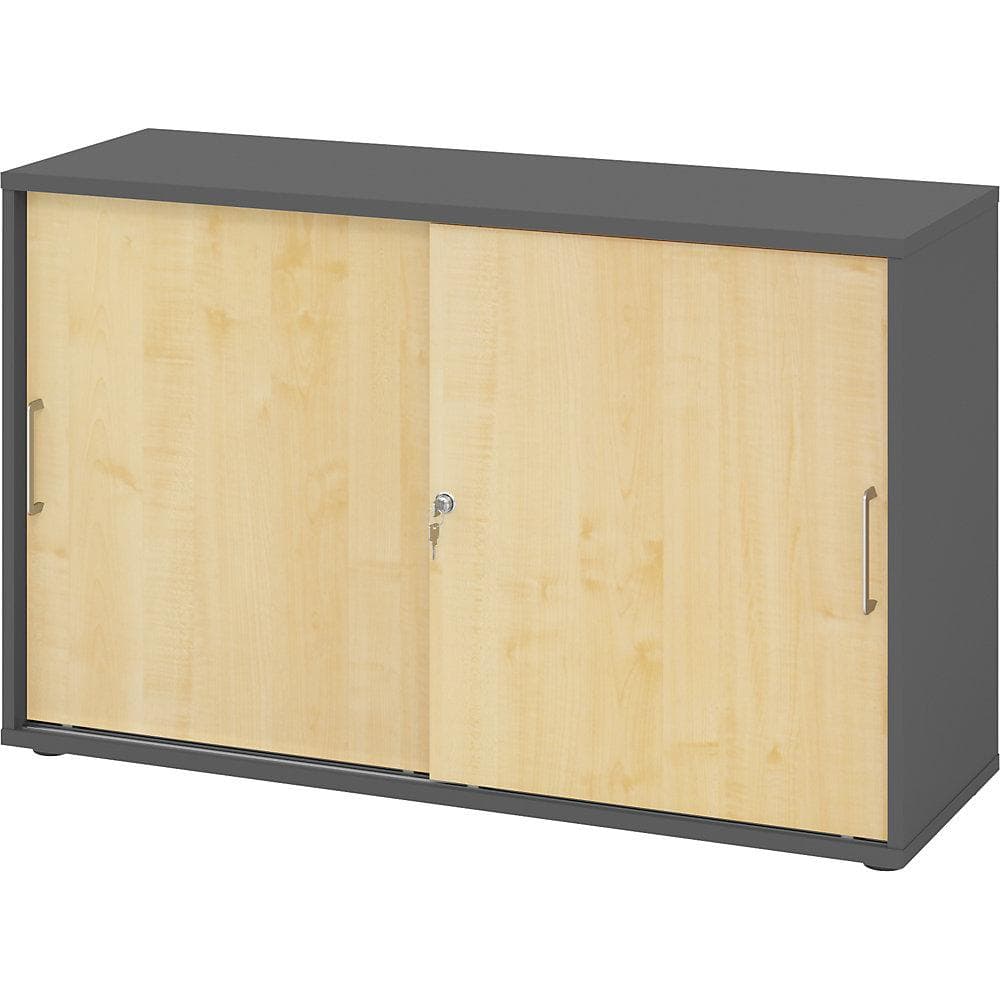 eurokraft pro Schiebetürenschrank 1200mm Graphit Ahorn-Dekor