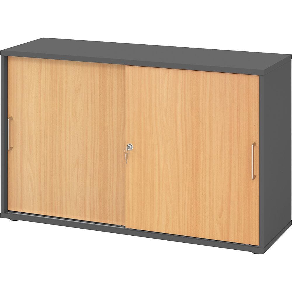 eurokraft pro Schiebetürenschrank graphit Buche-Dekor