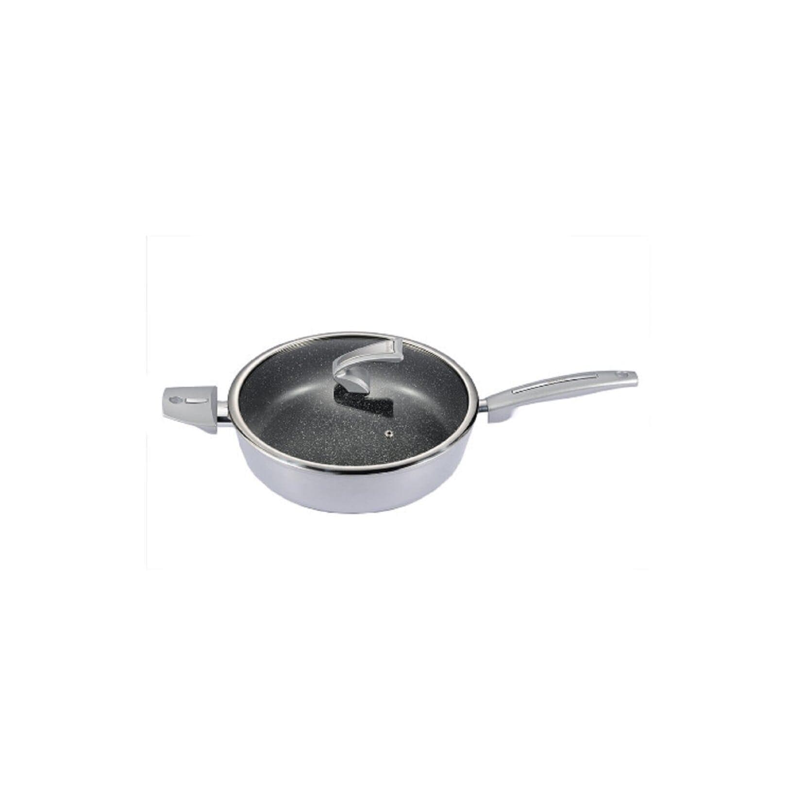 Schmorpfanne mit Deckel 28cm Antihaftbeschichtung Metallic Silver