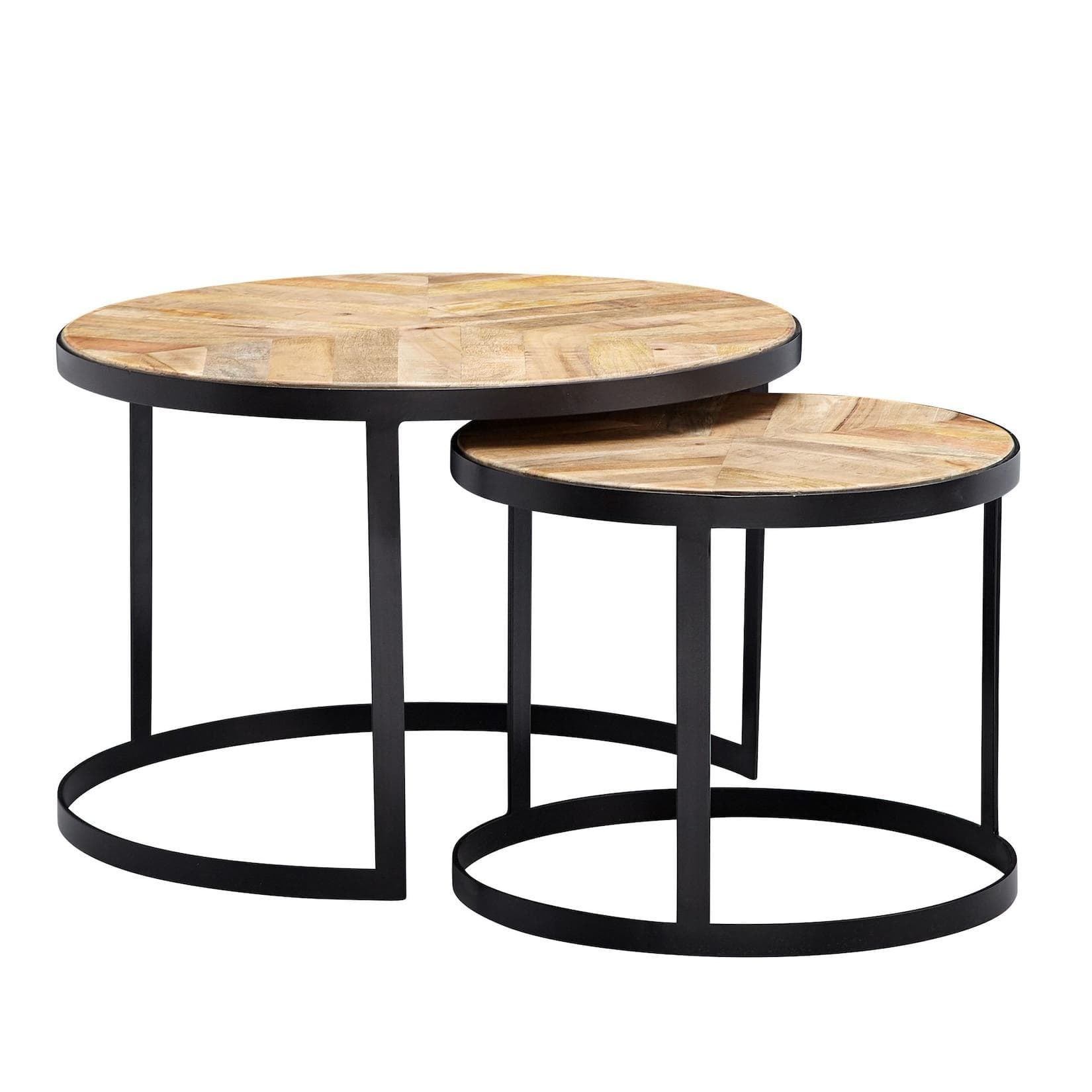 KADIMA DESIGN Couchtisch-Set ESINO Industrie-Stil Massivholz Metall