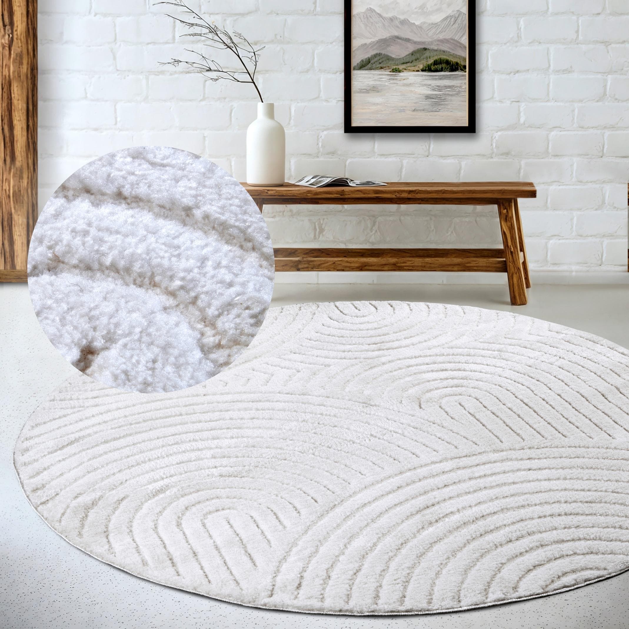 ELLE DECORATION Designteppich Cosy Panglao Weiß Uni Kurzflor