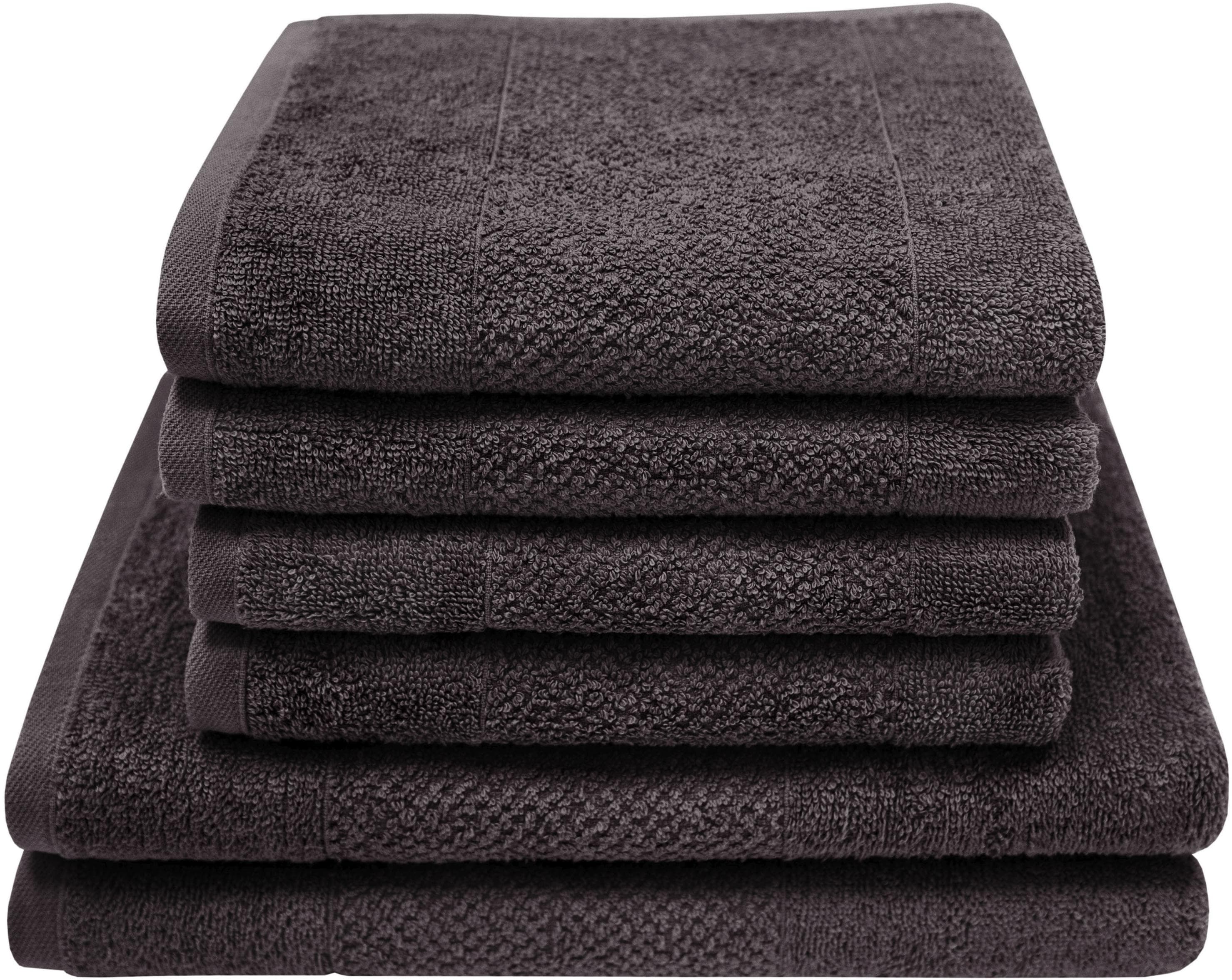 Dyckhoff Handtuch-Set Popcorn Streifen 6-tlg. Schwarz Walkfrottier