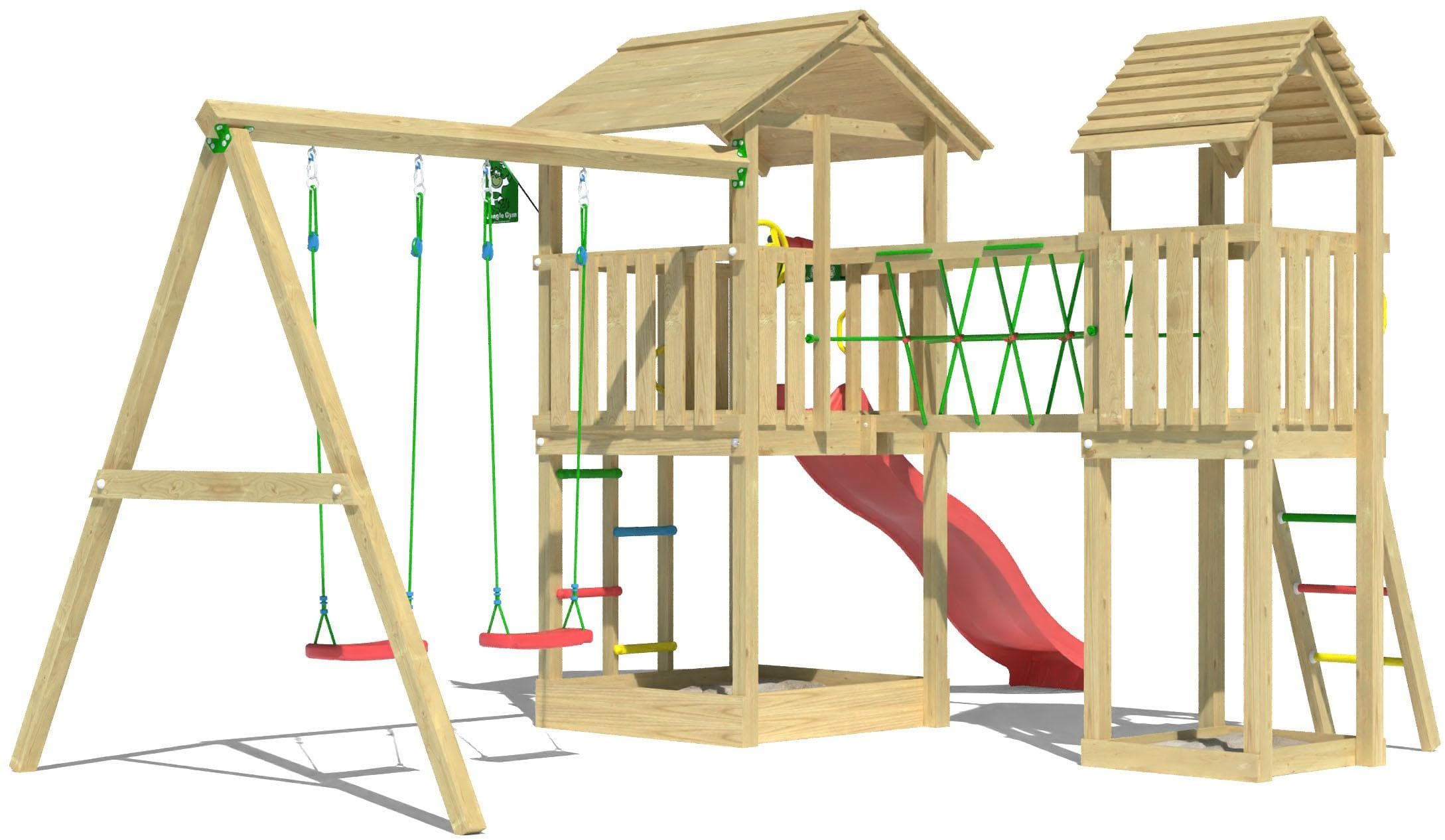 Spielturm JUNGLE GYM Nova - Rot - 524x280x350cm