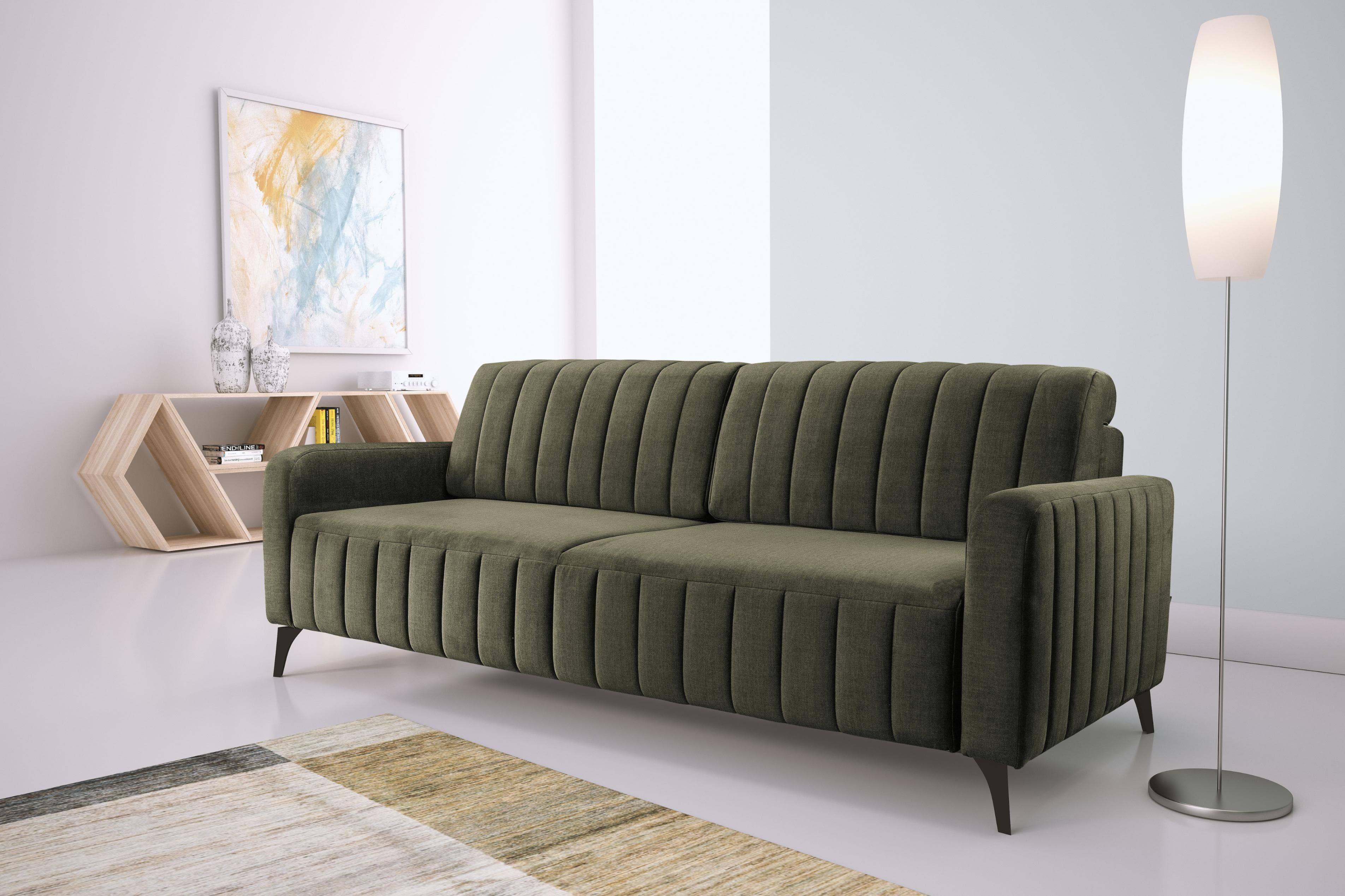 EXXPO Schlafsofa Grande 3-Sitzer Grün Microvelours
