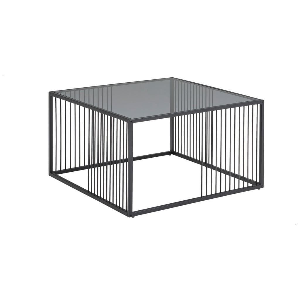 Livetastic Couchtisch Grau Schwarz Metall Glas Quadratisch