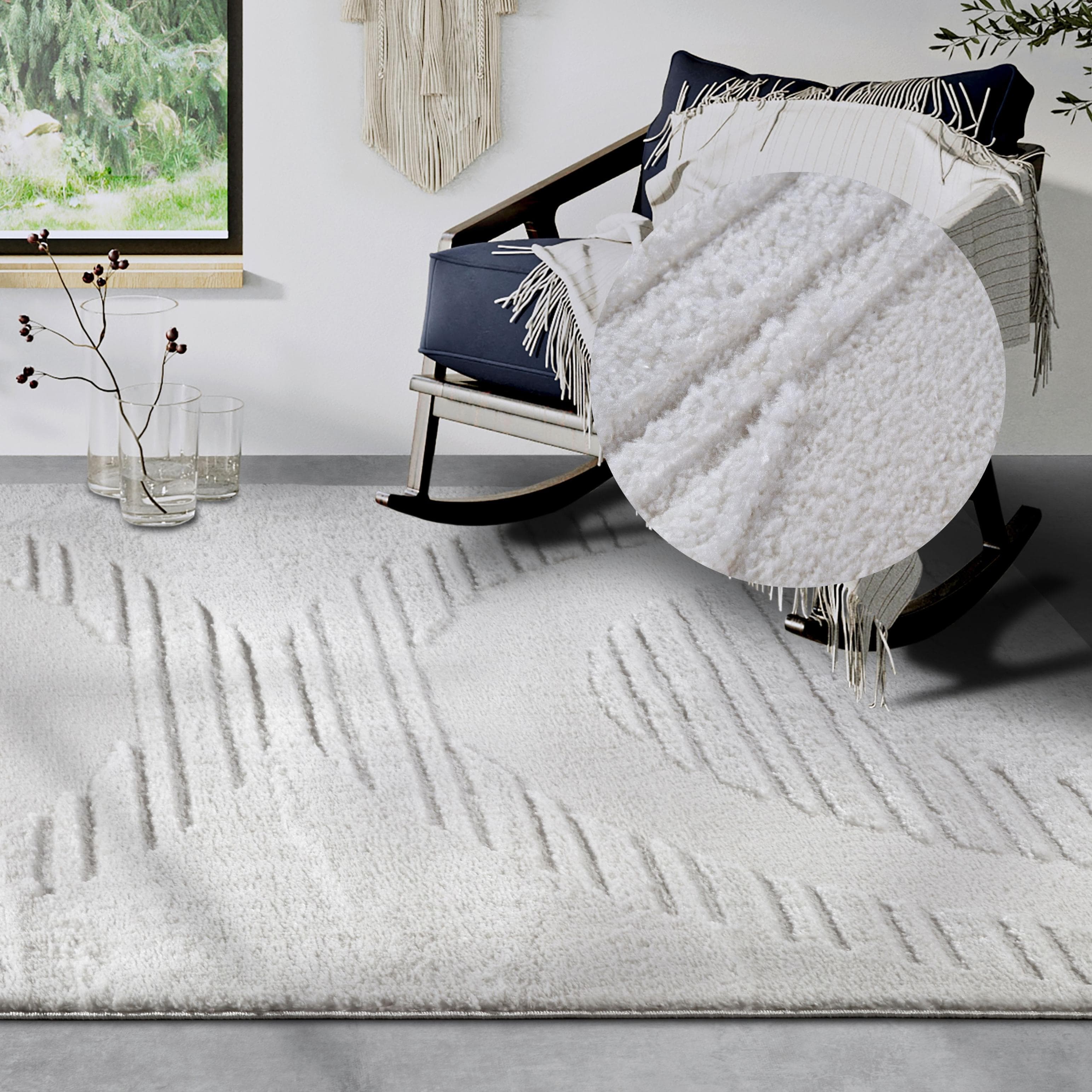 ELLE DECORATION Bartoux Hochflor-Teppich Cremeweiß Modern