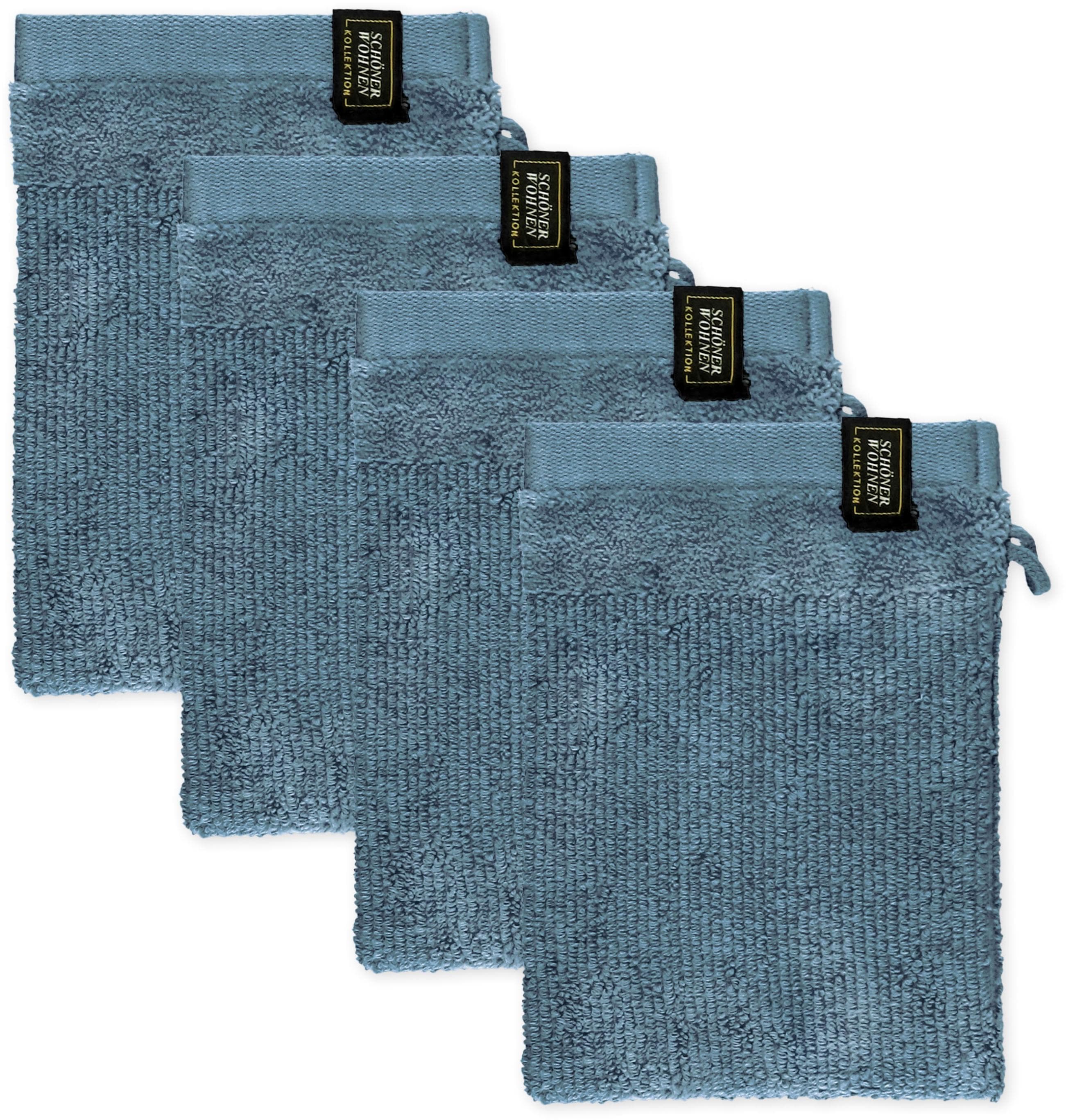 Waschhandschuh Sense Blau 4-tlg. Frottee Airtouch Schöner Wohnen