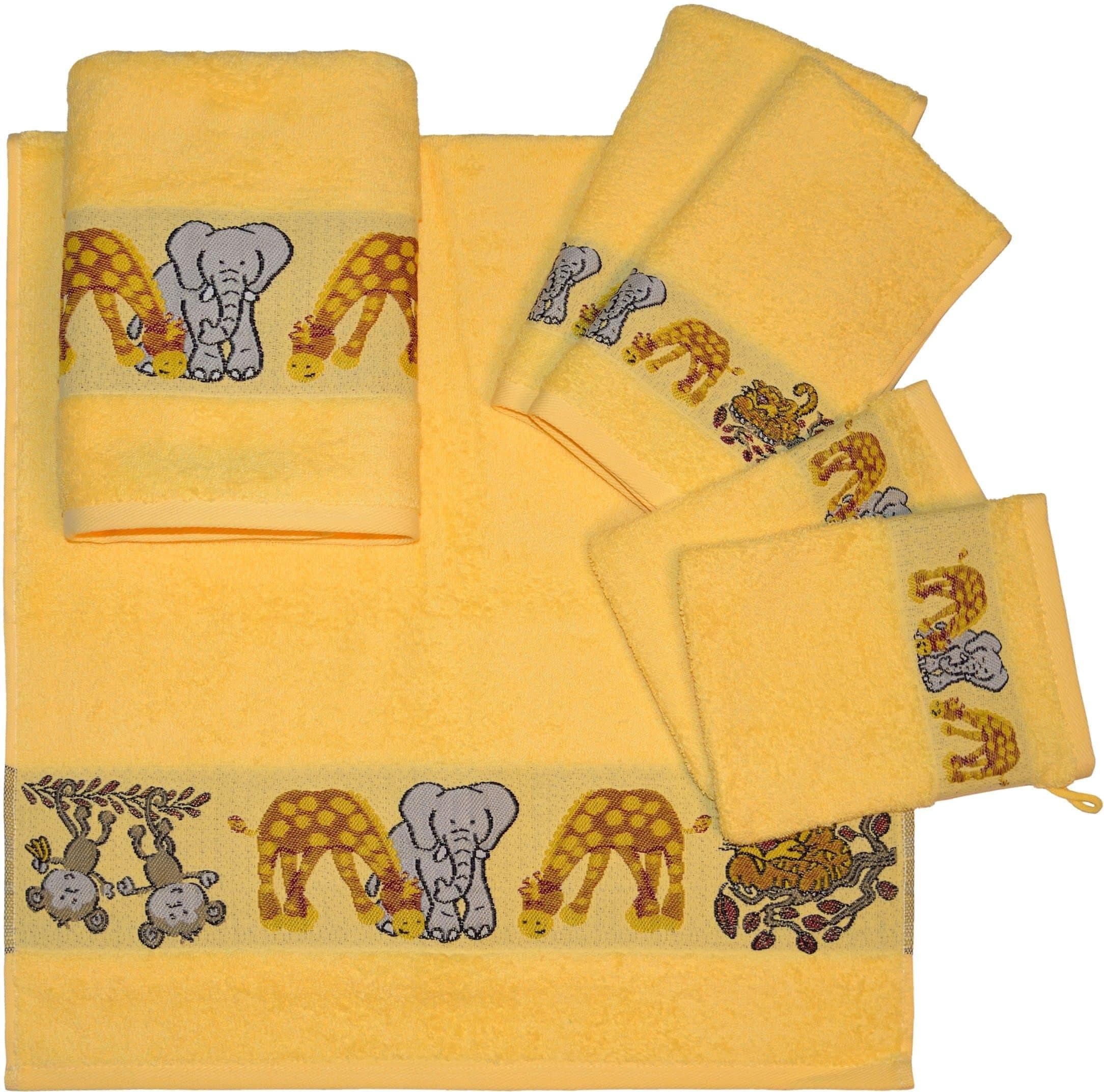 DYCKHOFF Handtuch Set "Affe" Gelb 6-tlg. mit Tierbordüre
