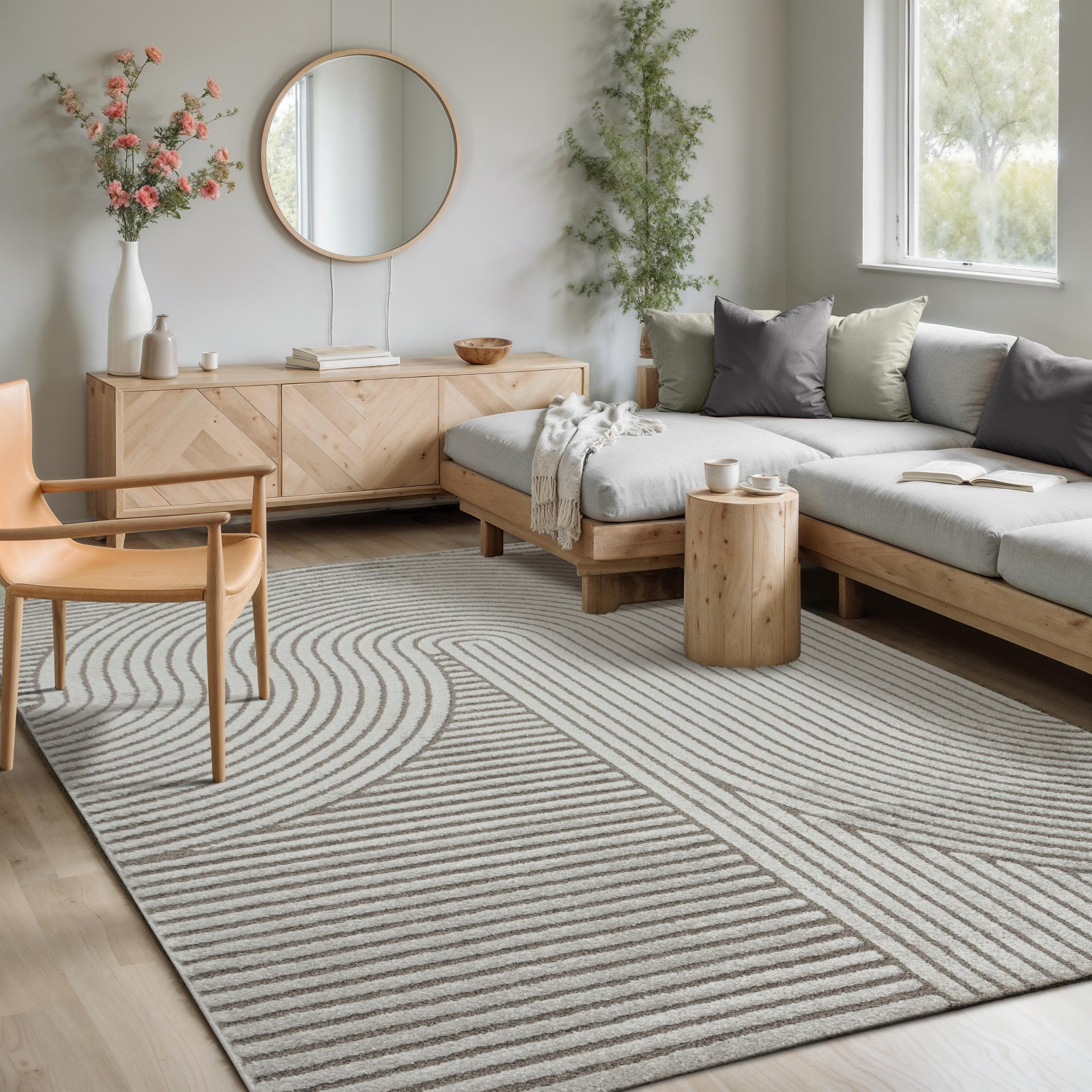 MERINOS Teppich Elio Grau Moderner Kurzflor Teppich mit Hoch-Tief-Effekt
