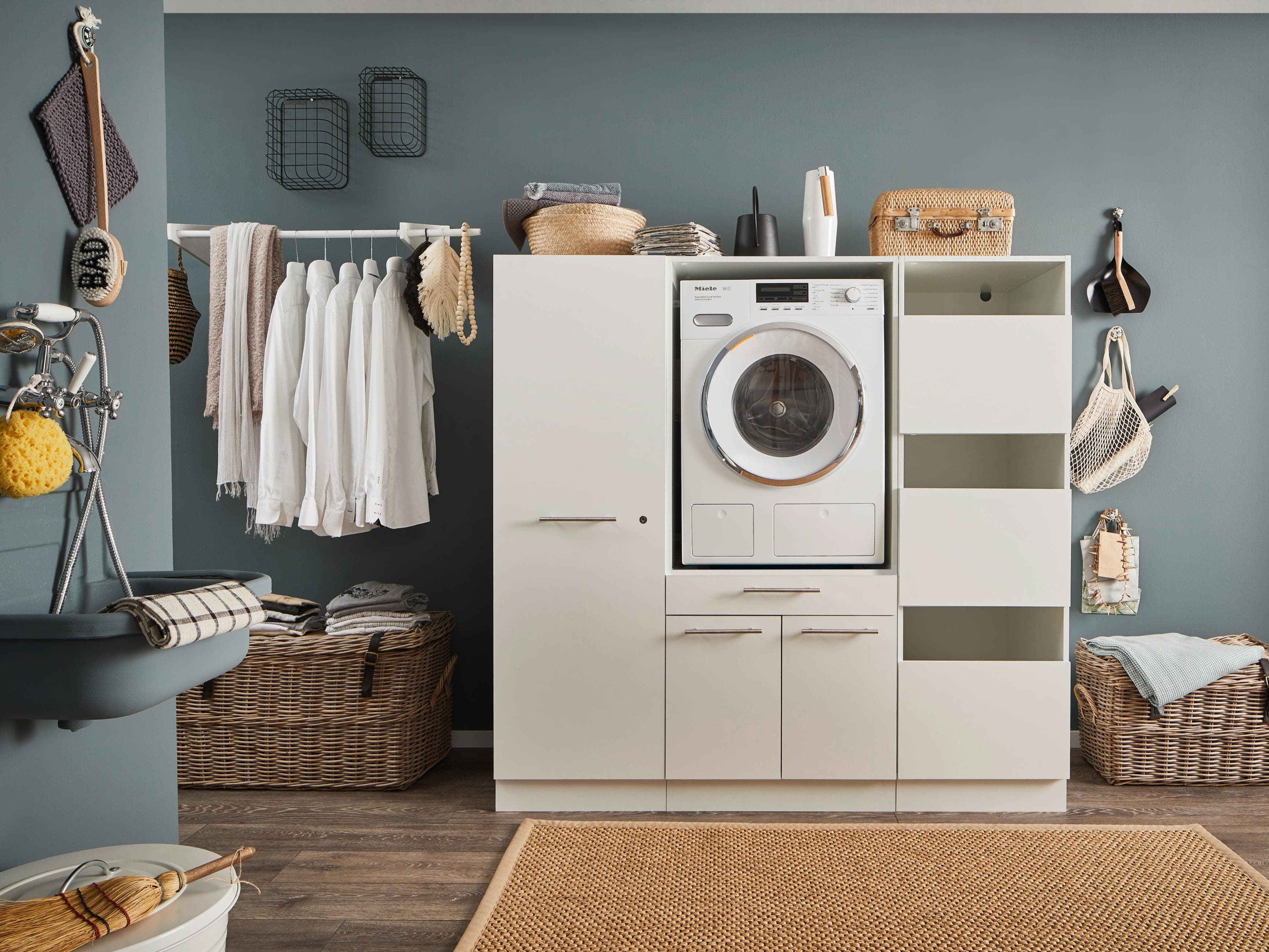 LAUNDREEZY Mehrzweckschrank-Set Weiß Holzwerkstoff Softclose