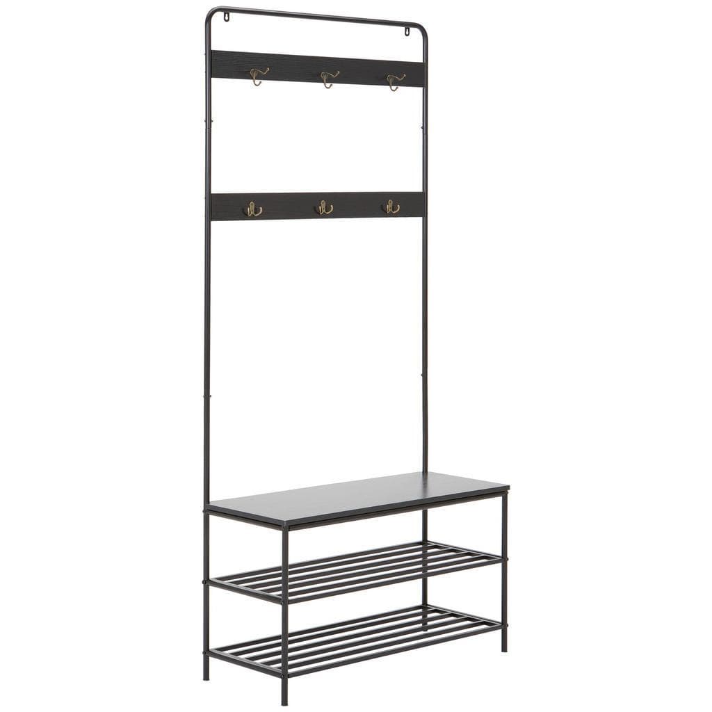 Carryhome Garderobe Schwarz Metall Holzwerkstoff 2-teilig