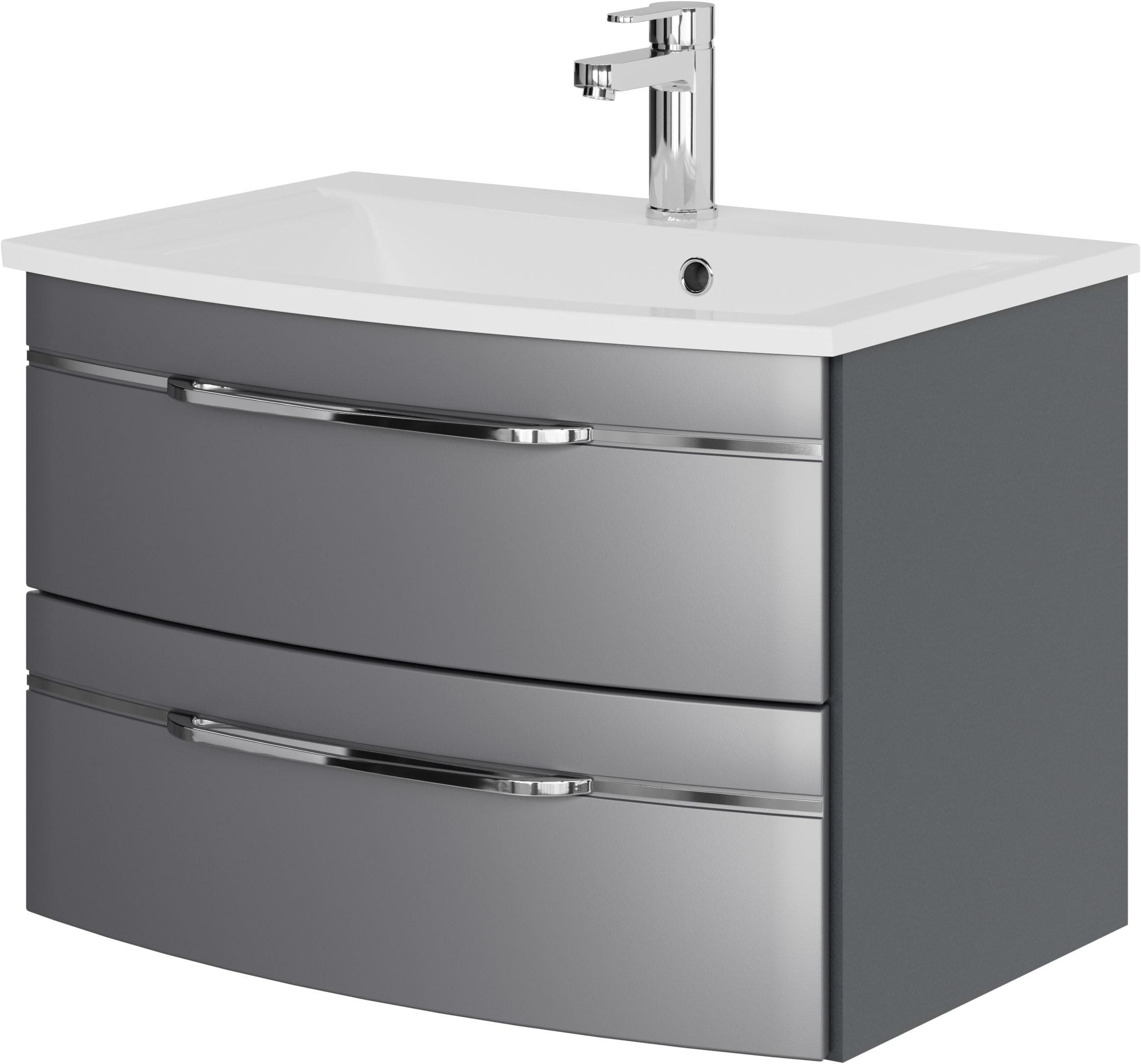 SAPHIR Waschtisch Set 71,5 cm Grau Weiß Mineralmarmor