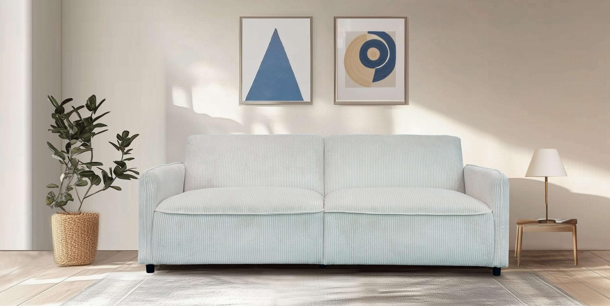 DOREL HOME Allie Curved Schlafsofa 3-Sitzer Creme Cord