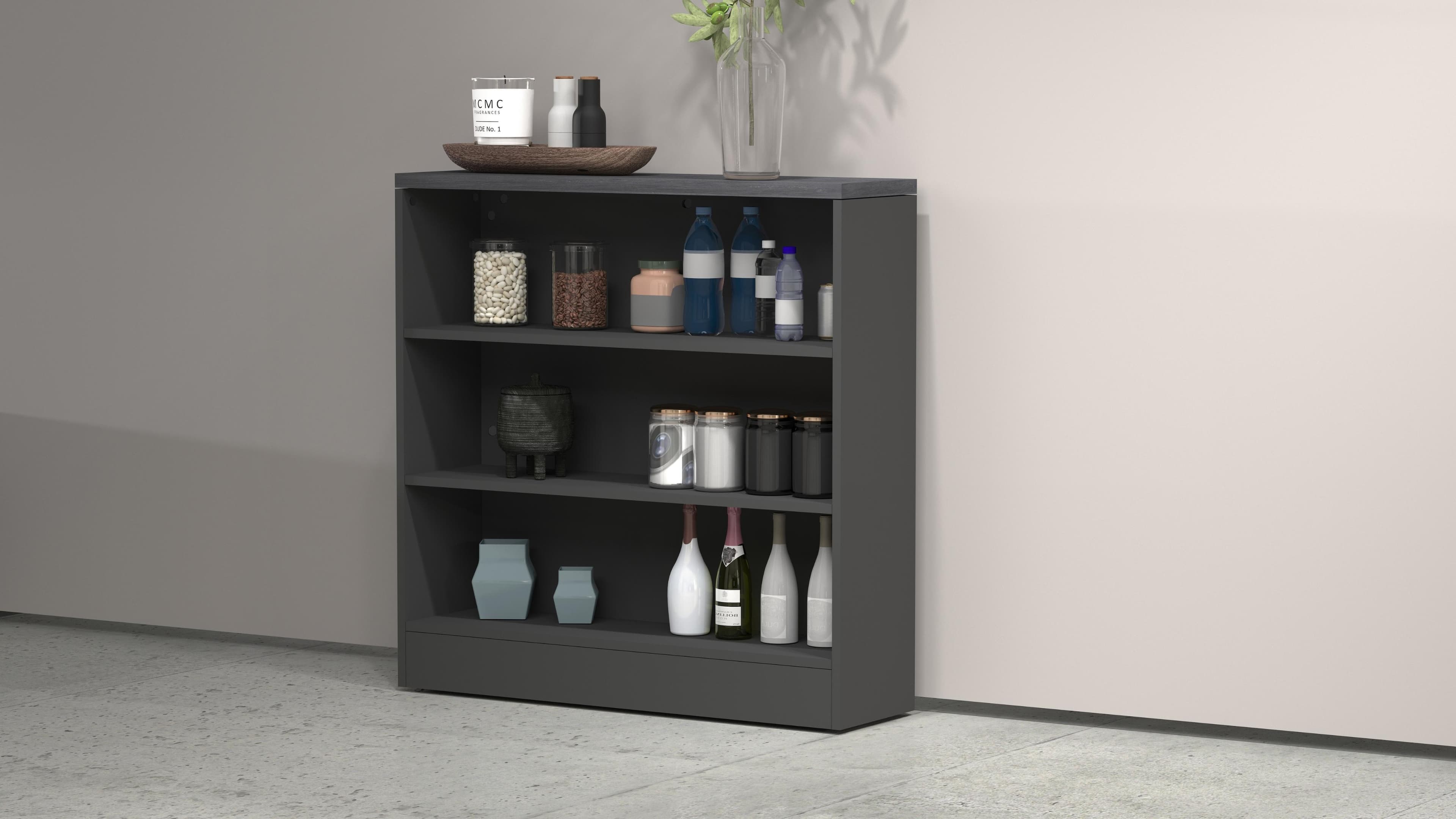 Küchenregal KOCHSTATION Sole Grau Anthrazit Standregal 90cm