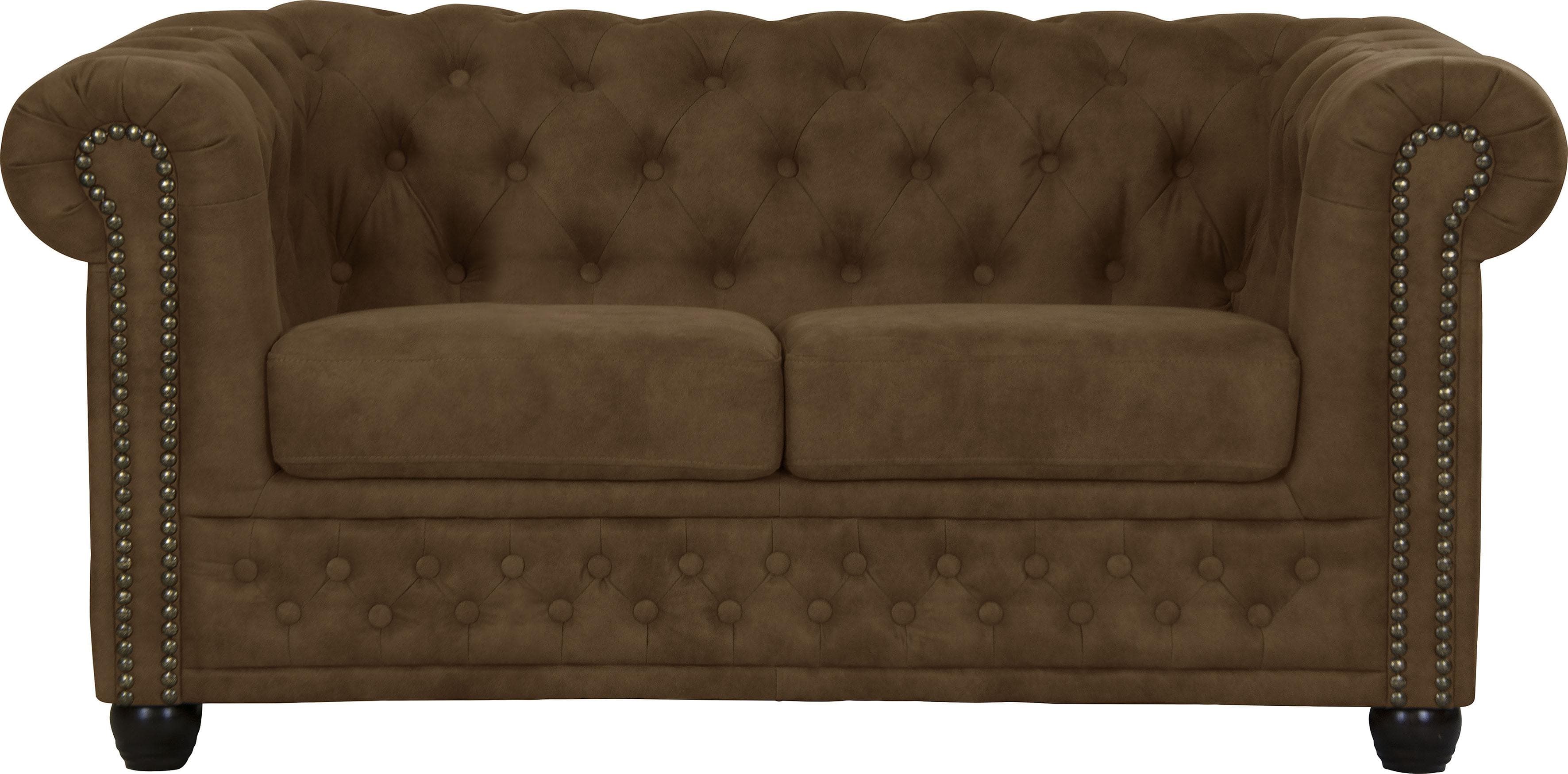 Chesterfield-Sofa HOME AFFAIRE Rysum Cognac Microfaser Lederoptik