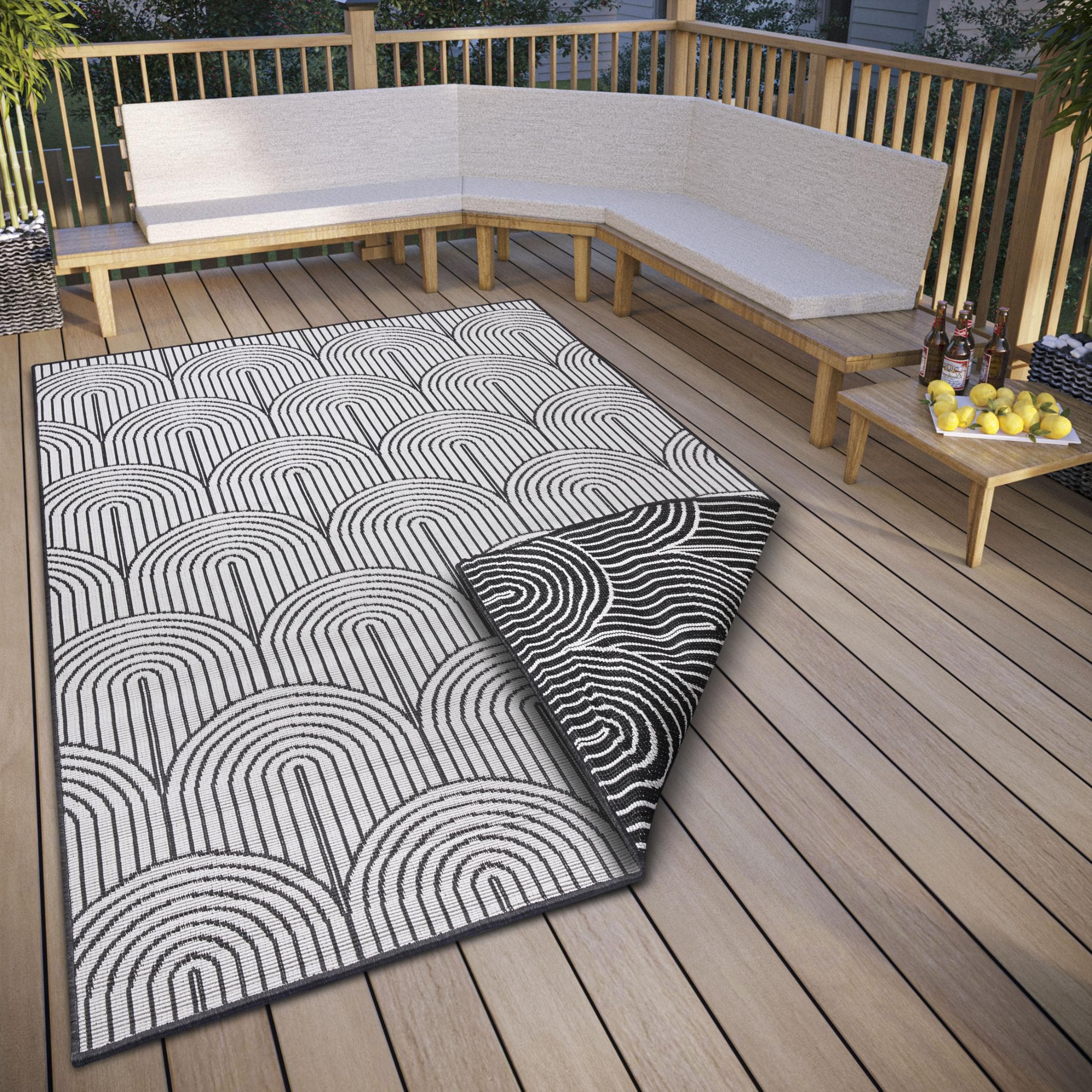 HANSE HOME Outdoorteppich Pangli Schwarz Wendeteppich Modern
