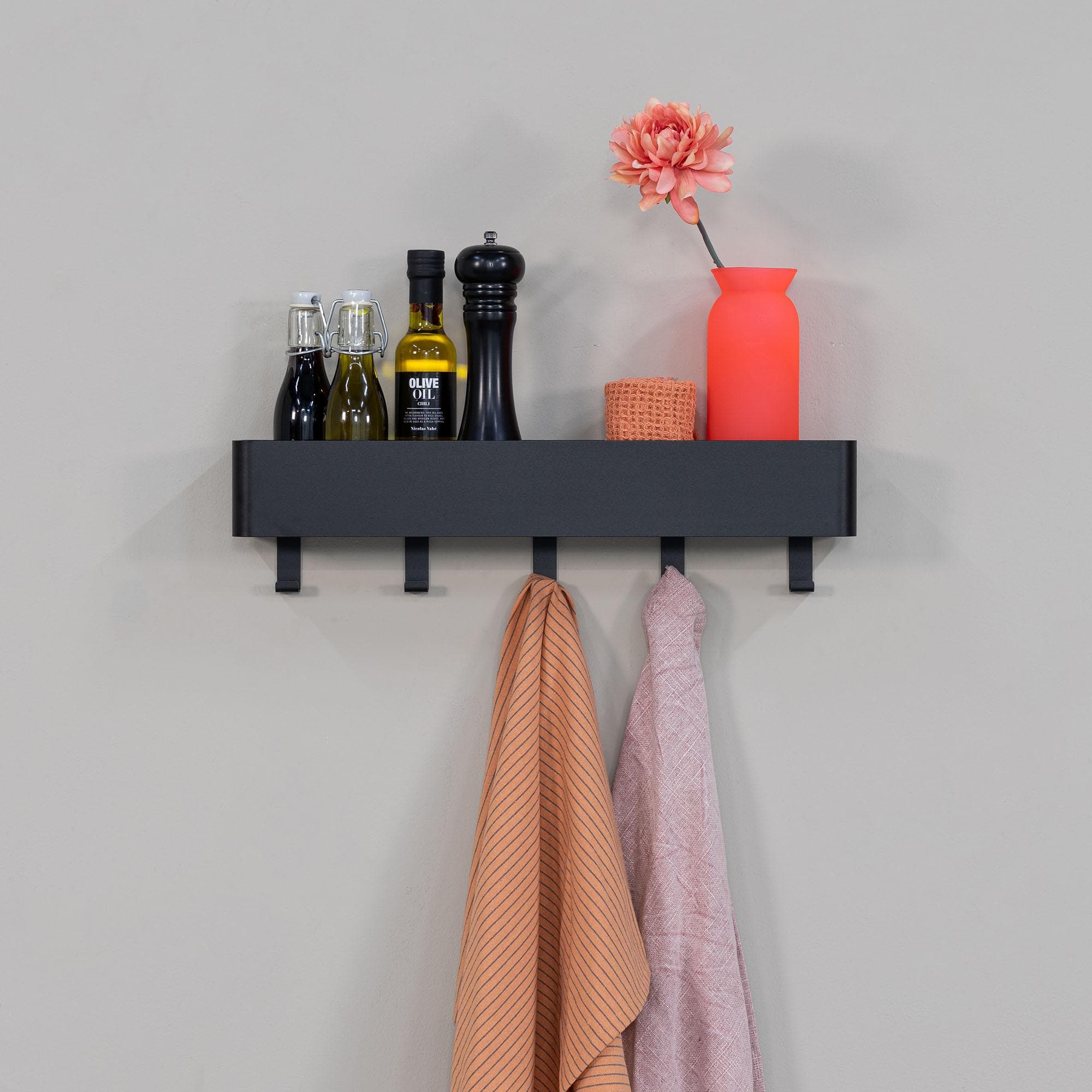 Garderobenhaken SPINDER DESIGN Multi 5 Schwarz 2-in-1 Wandregal