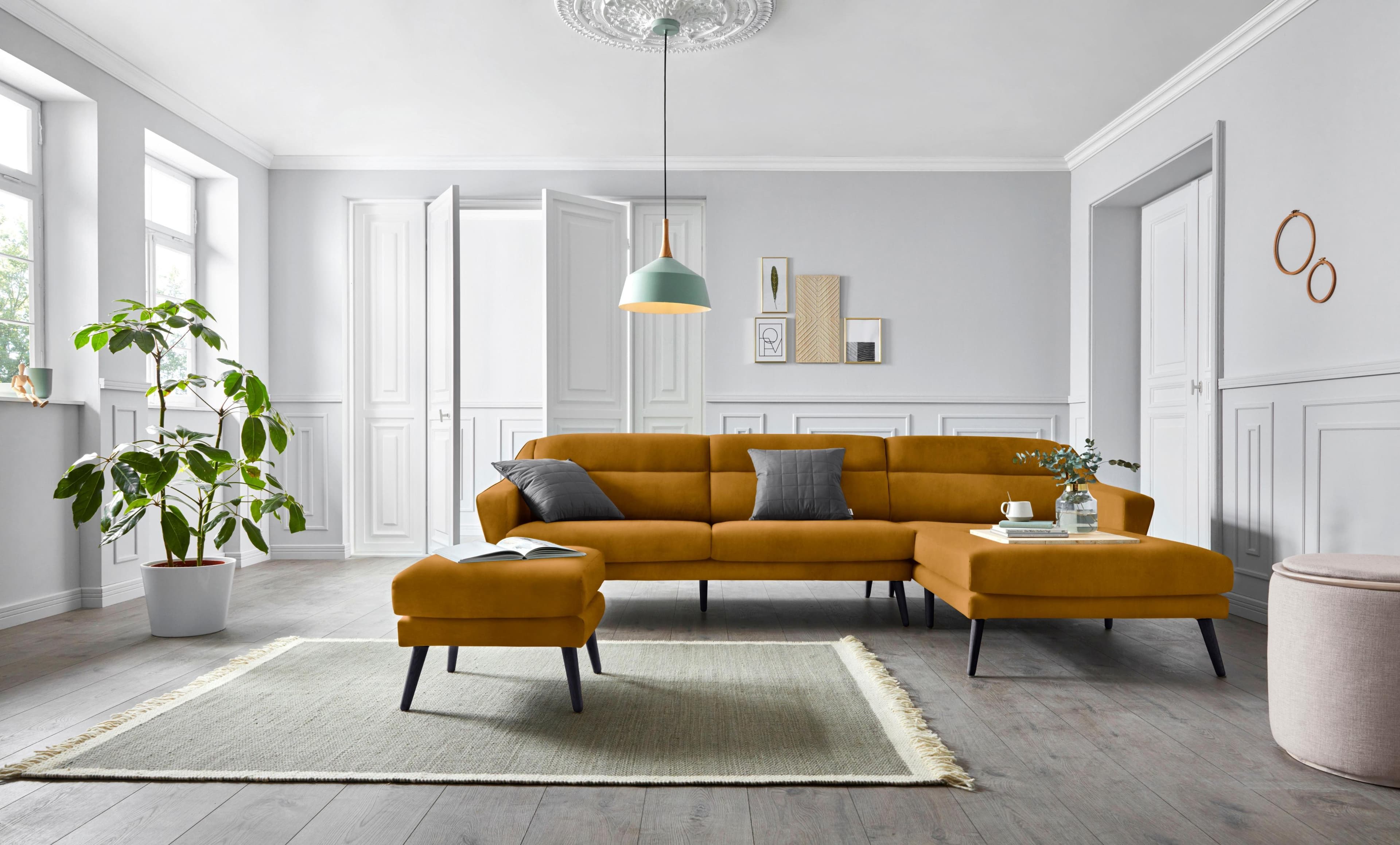OTTO HOME Ecksofa Bille L-Form Gold Samtoptik