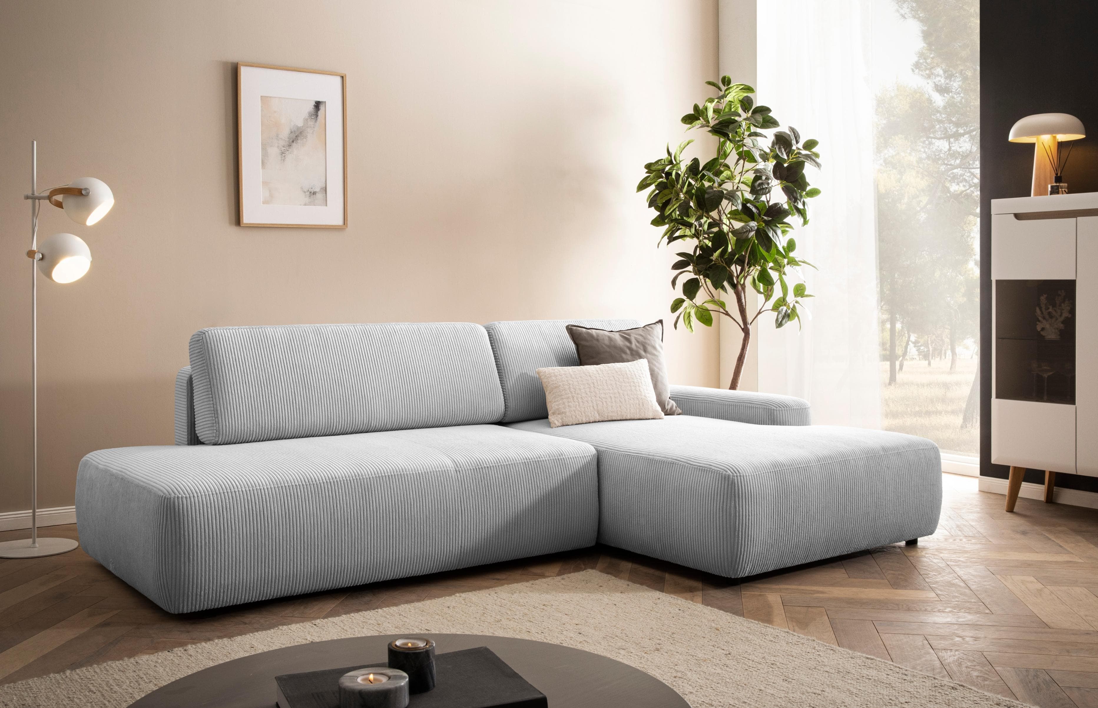 Home Affaire Ecksofa Torge L-Form Hellgrau mit Schlaffunktion