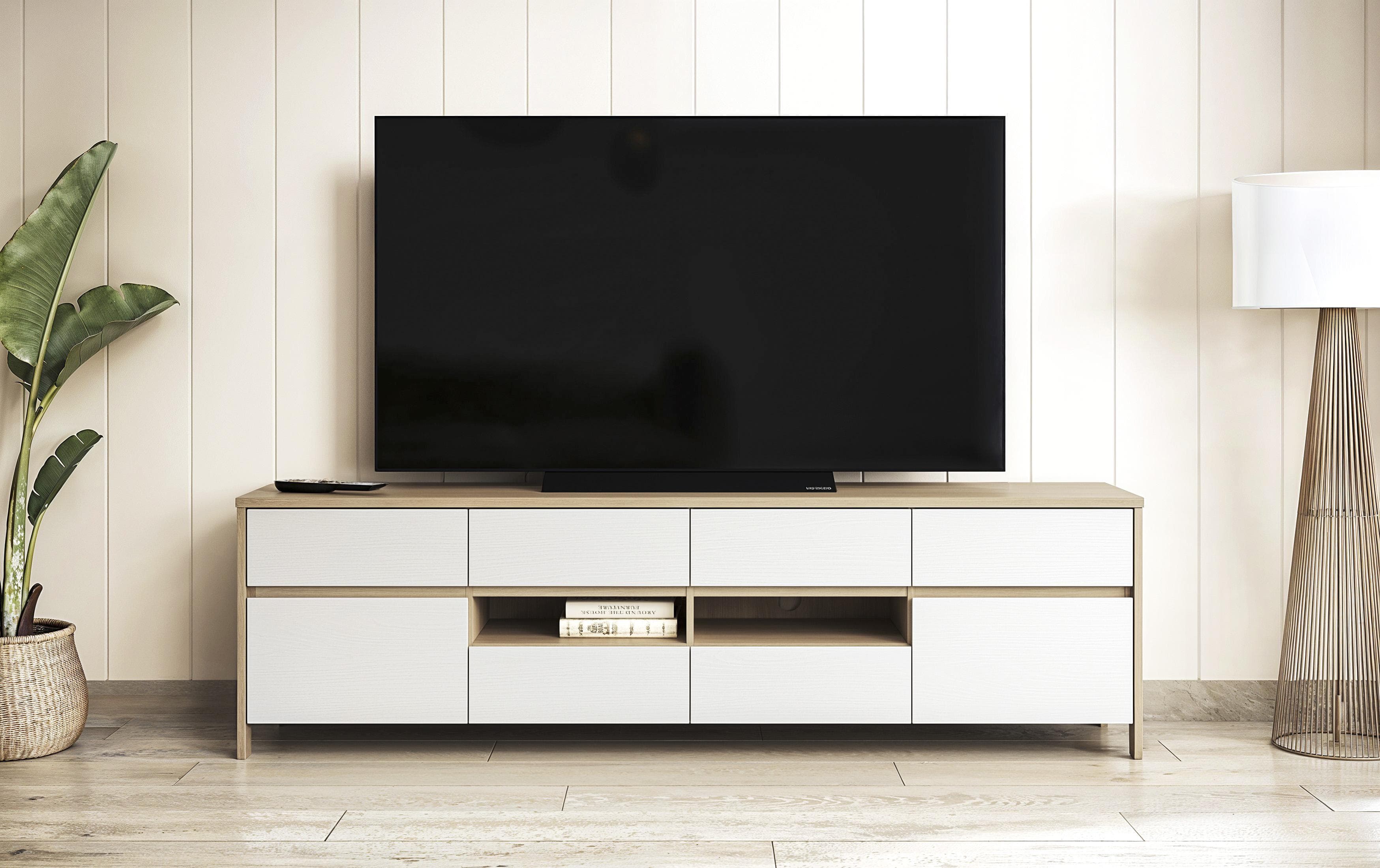 HOME AFFAIRE TV-Schrank Stranda Weiß Skandi Eiche Modern