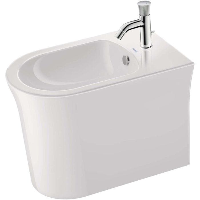 Duravit White Tulip Stand-Bidet 2293100000 37x58cm mit Hahnloch, Überlauf, Hahnlochbank, weiß