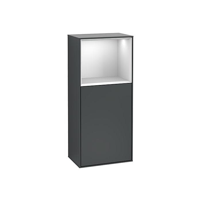 Villeroy & Boch Finion Seitenschrank Weiß Matt/Dunkelblau Matt mit LED