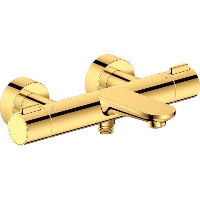Moderne Wannenarmatur aus Keramik und Metall in Gold