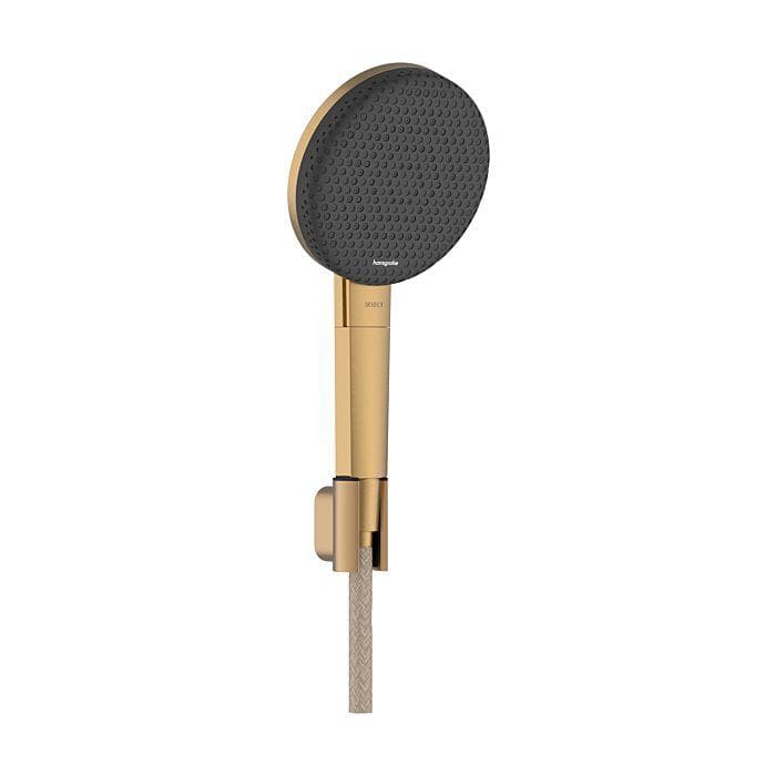 Hansgrohe Raindance Alive Select S Duschkopfhalterungset 24611140 Brausekopf 125mm, 3 Strahlarten wassersparend mit Designflex Textilbrauseschlauch 160 cm, brushed bronze