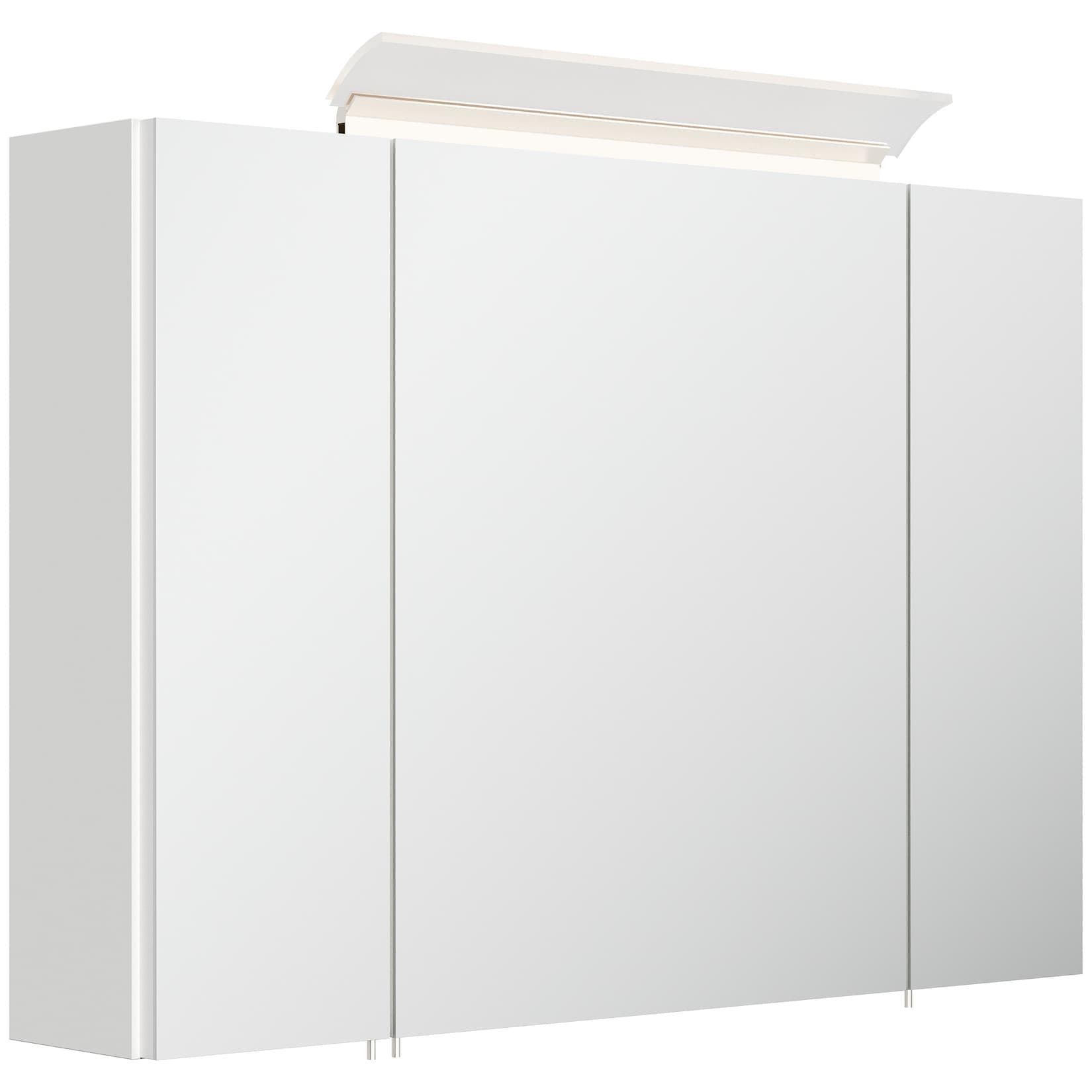 Posseik Spiegelschrank 90cm Weiss Hochglanz mit LED-Lampe