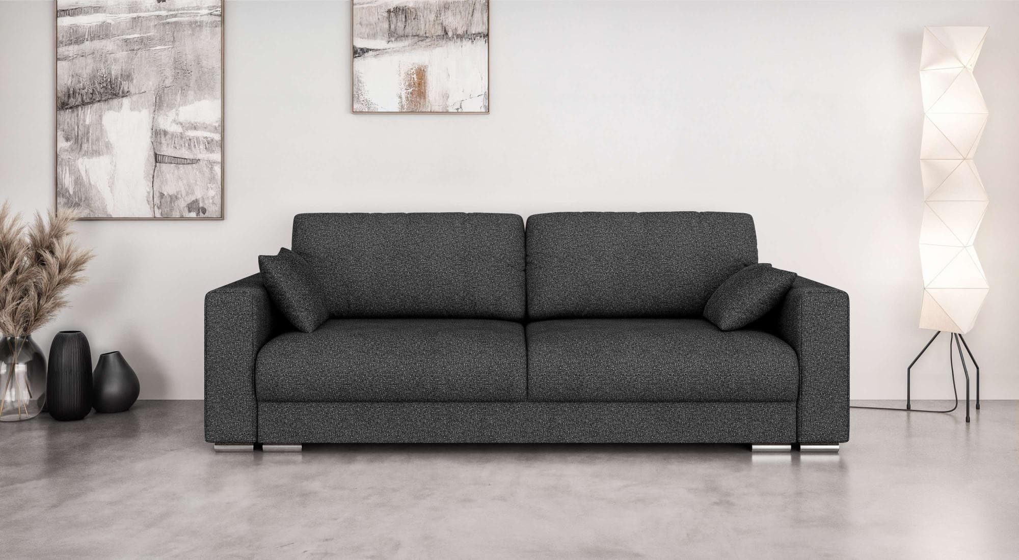 HOME AFFAIRE Stevinson Schlafsofa 3-Sitzer Anthrazit mit Bettkasten