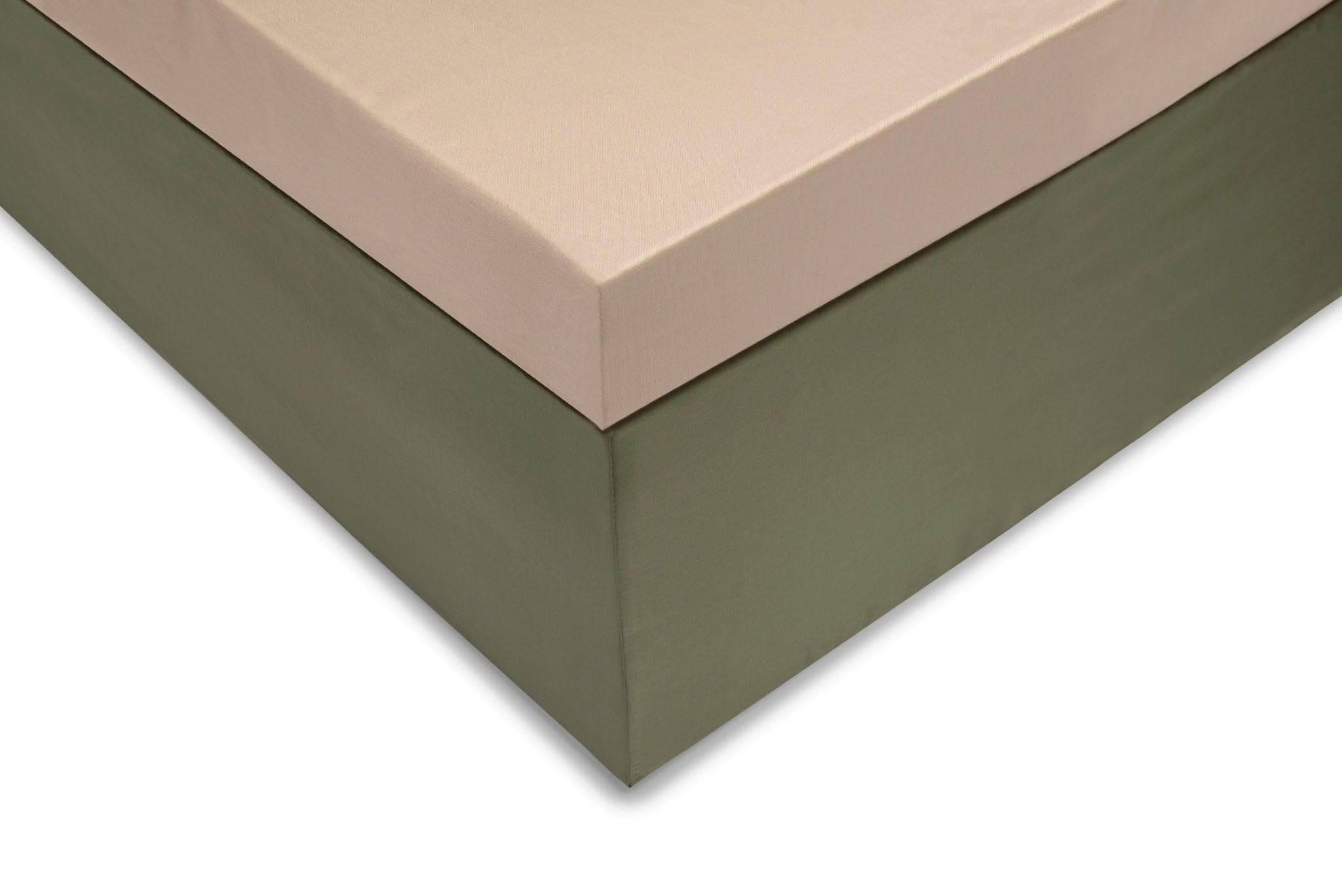 Spannbettlaken ZO HOME Satinado Forest-Sand 180x200 cm Baumwolle