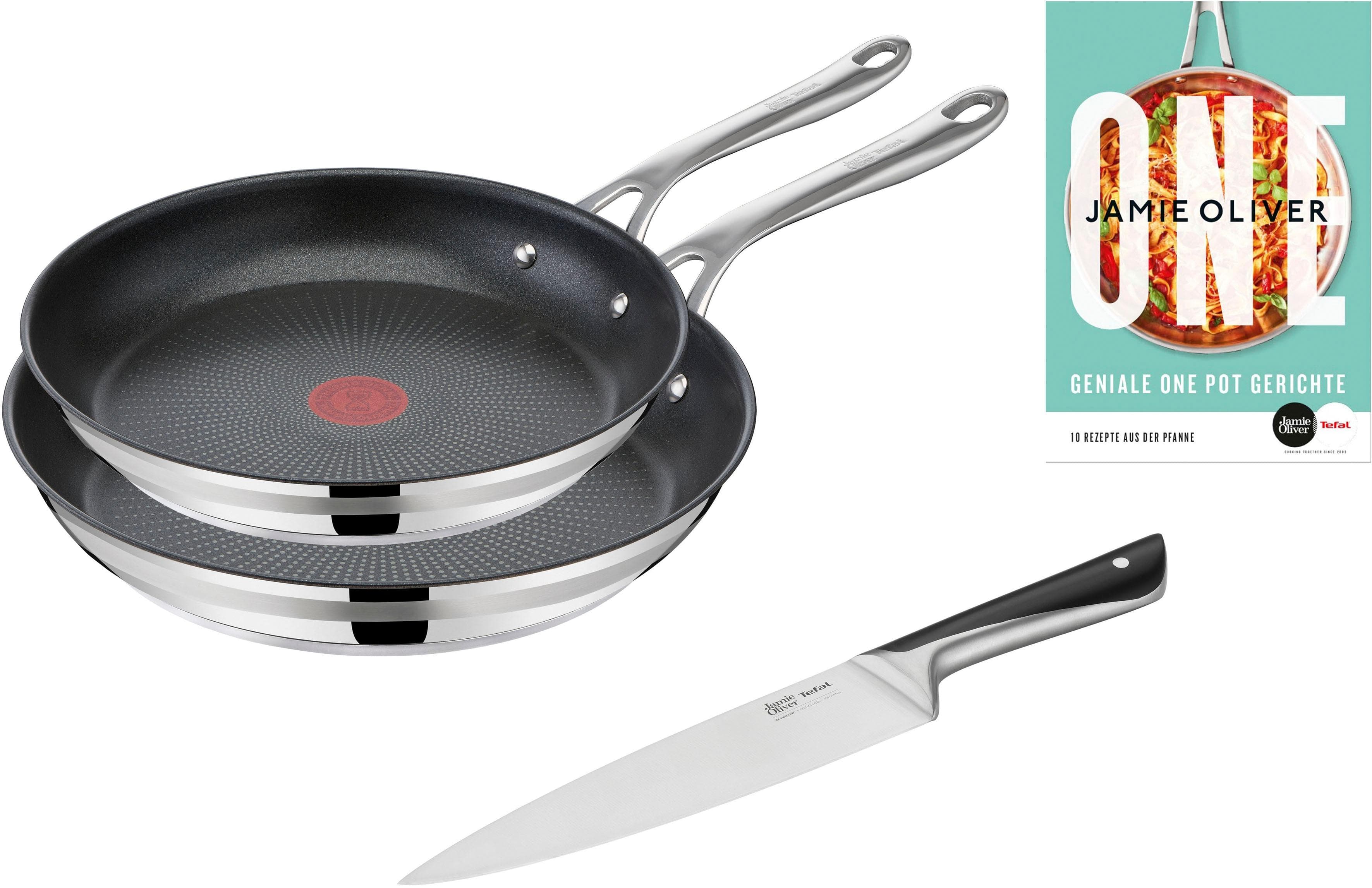 Pfannen-Set TEFAL Jamie Oliver Cook Smart, Edelstahl, Antihaftversiegelung