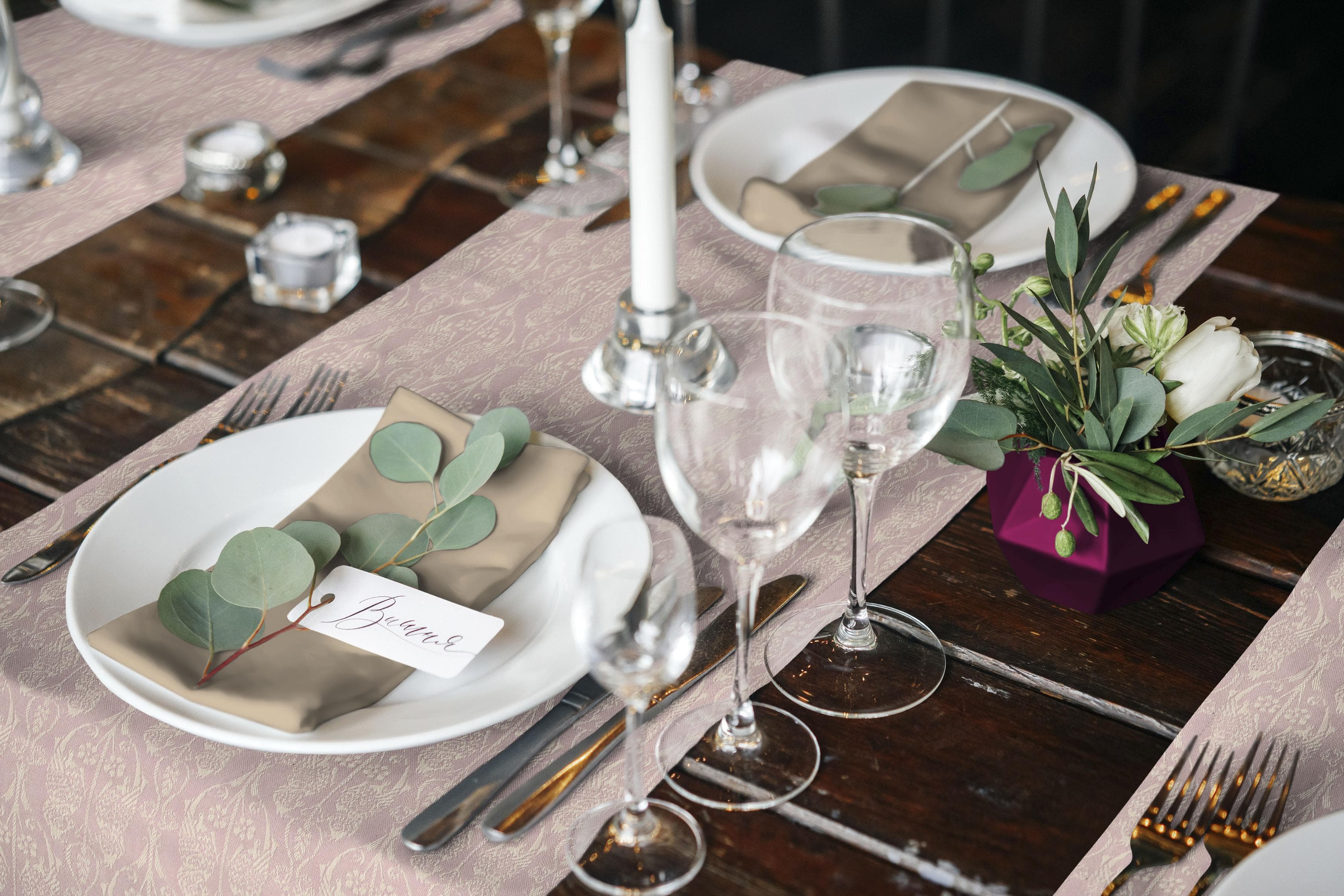 Platzset-Set aus Baumwolle und Bio-Baumwolle in hellgrün und rosa
