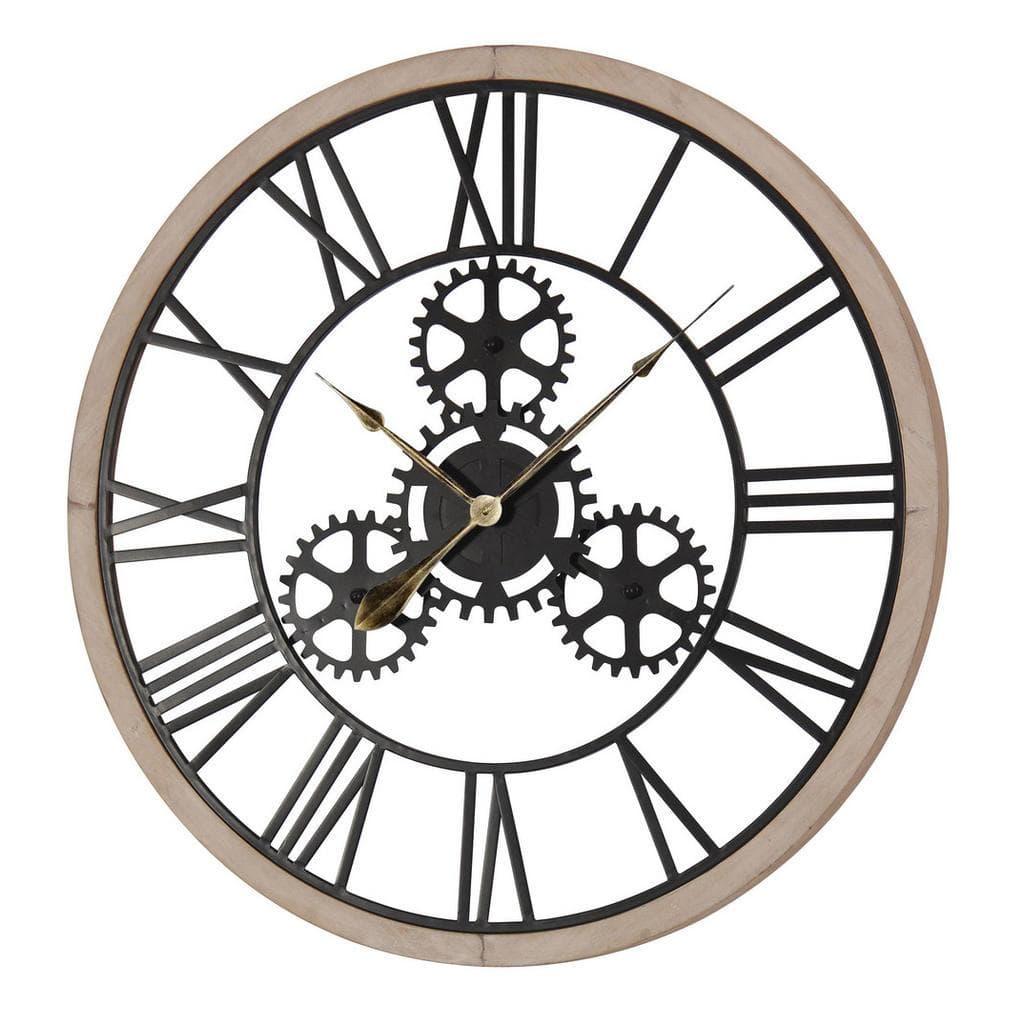 Ambia Home Wanduhr Schwarz Braun Holz Metall Tanne RoHS Handmade Quality